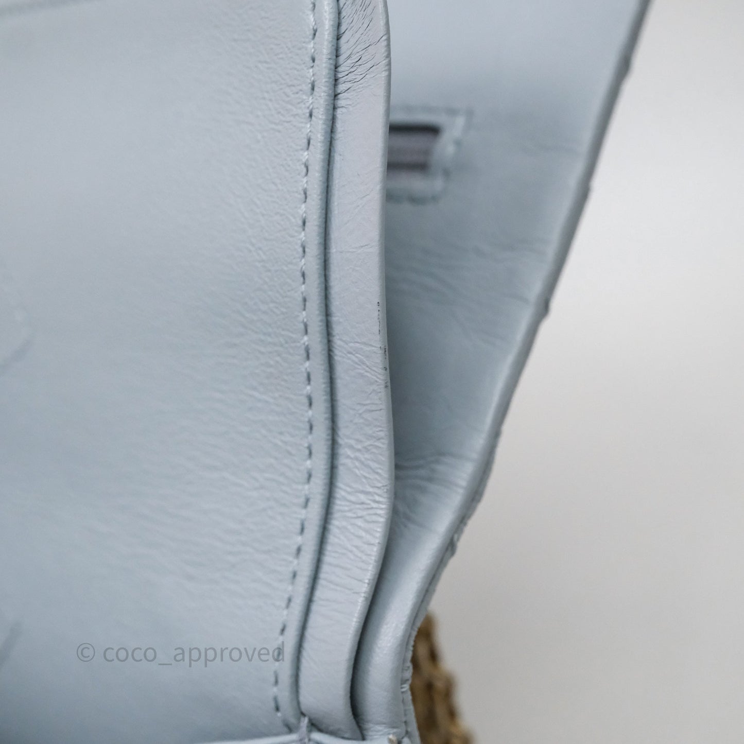 Chanel Reissue 225 Quilted Grey Blue Calfskin Aged Gold Hardware