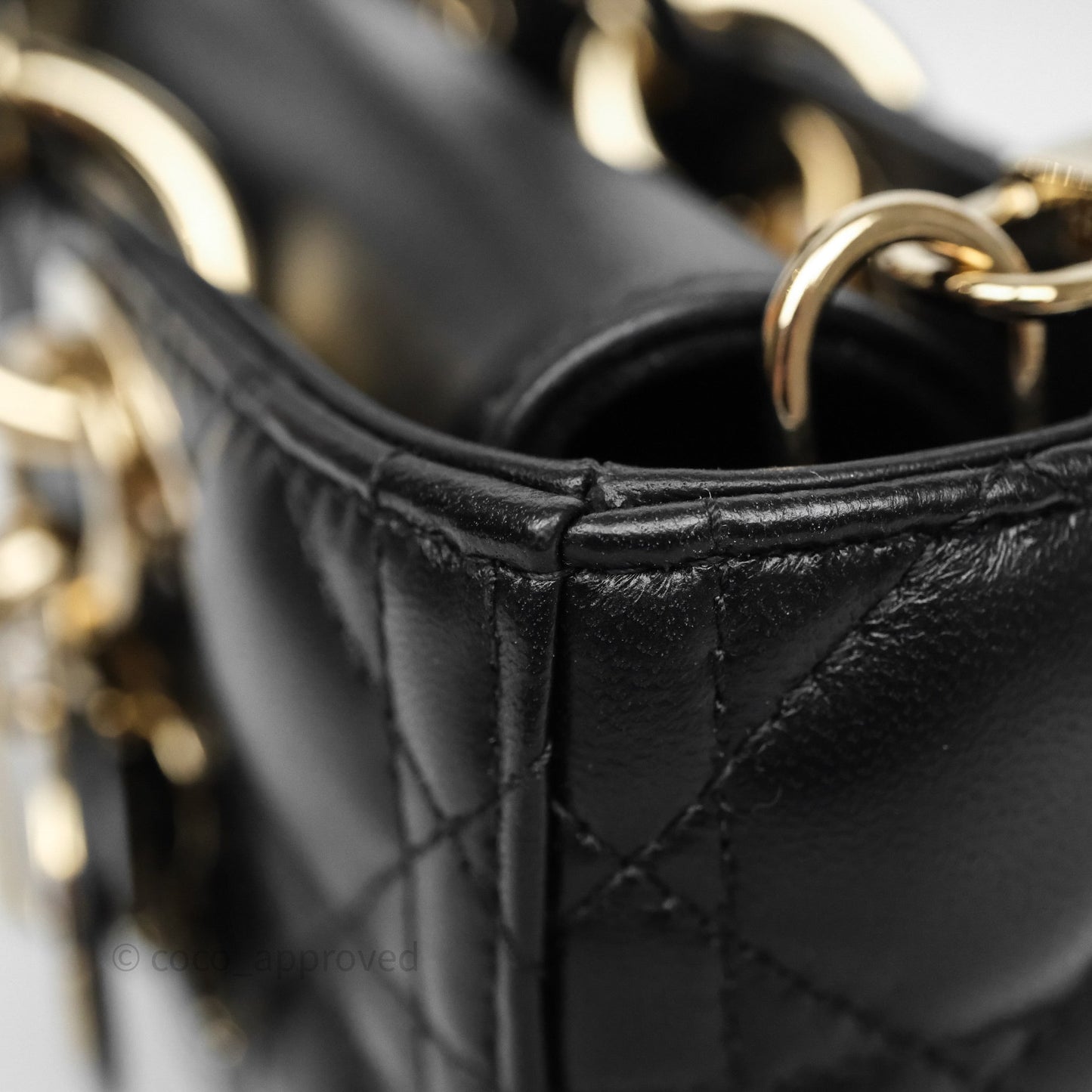 Christian Dior Small Lady D-Joy Bag Black Lambskin Cannage Gold Hardware