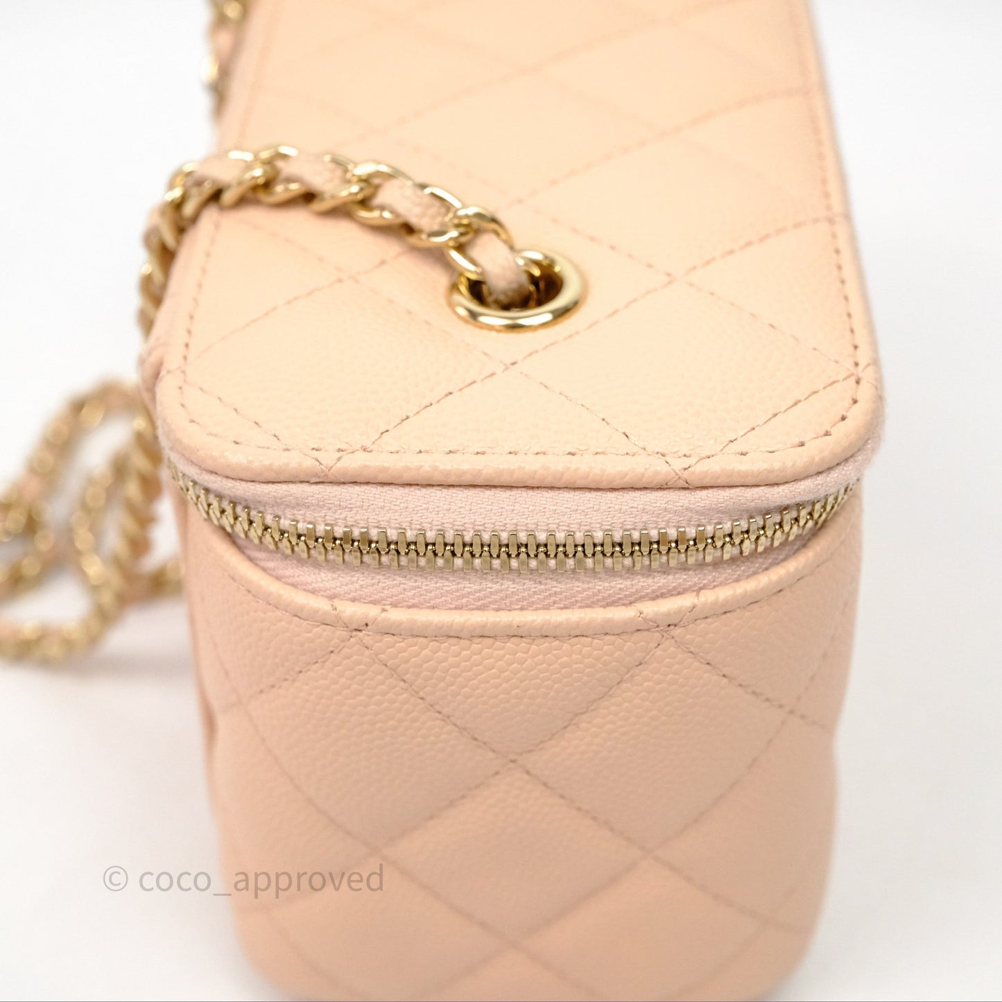 Chanel Vanity With Classic Chain Light Beige Caviar Gold Hardware