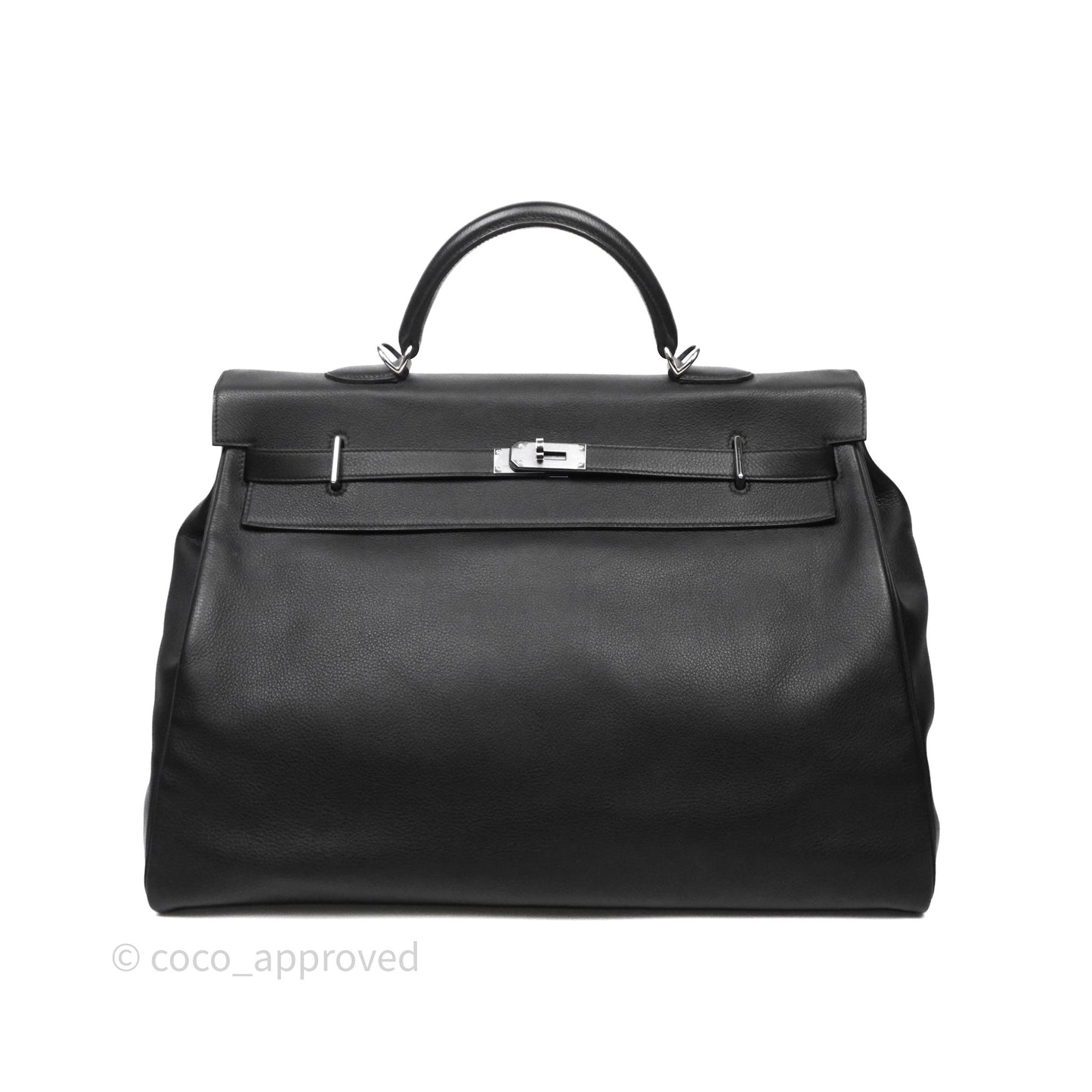 Hermès Kelly Voyage 50 Noir 89 Novillo Palladium Hardware