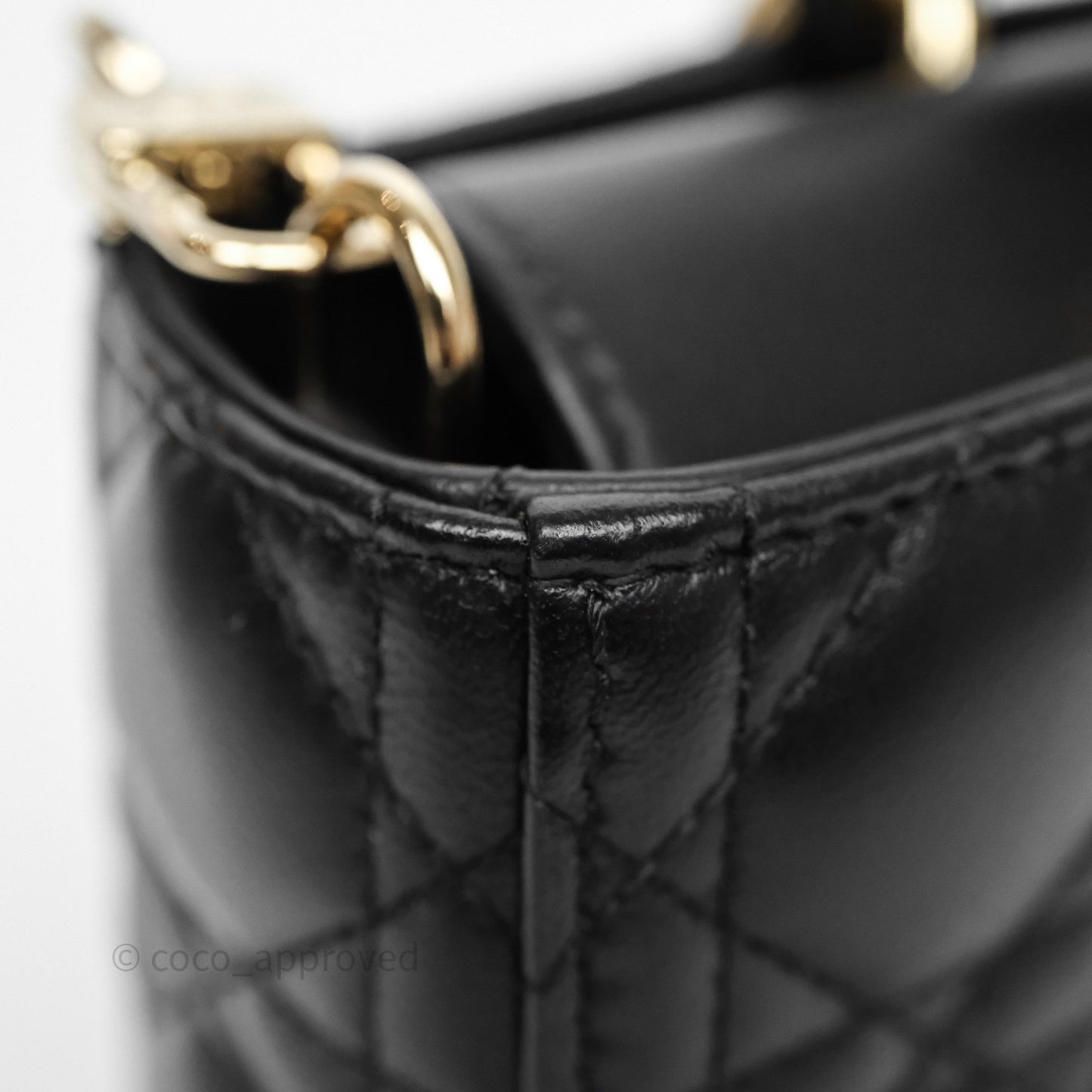 Christian Dior Small Lady D-Joy Bag Black Lambskin Cannage Gold Hardware