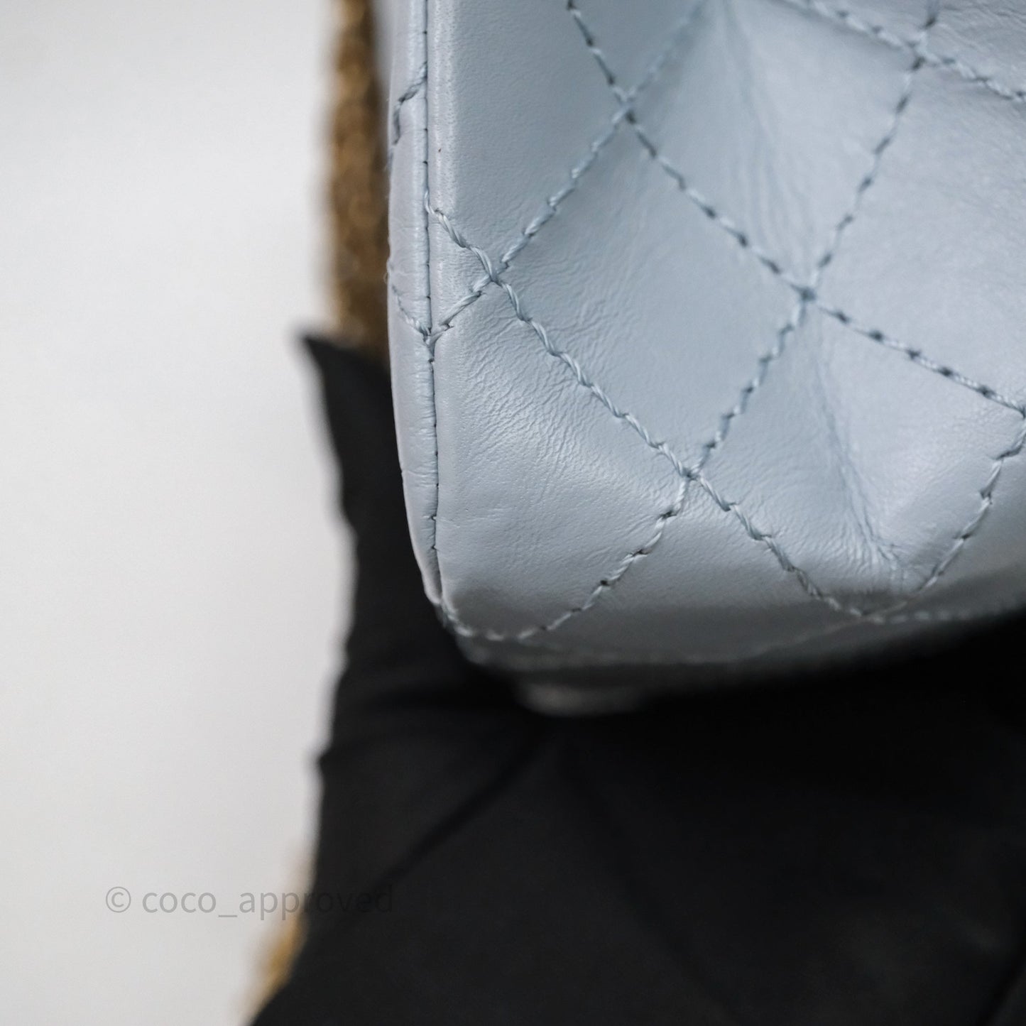 Chanel Reissue 225 Quilted Grey Blue Calfskin Aged Gold Hardware