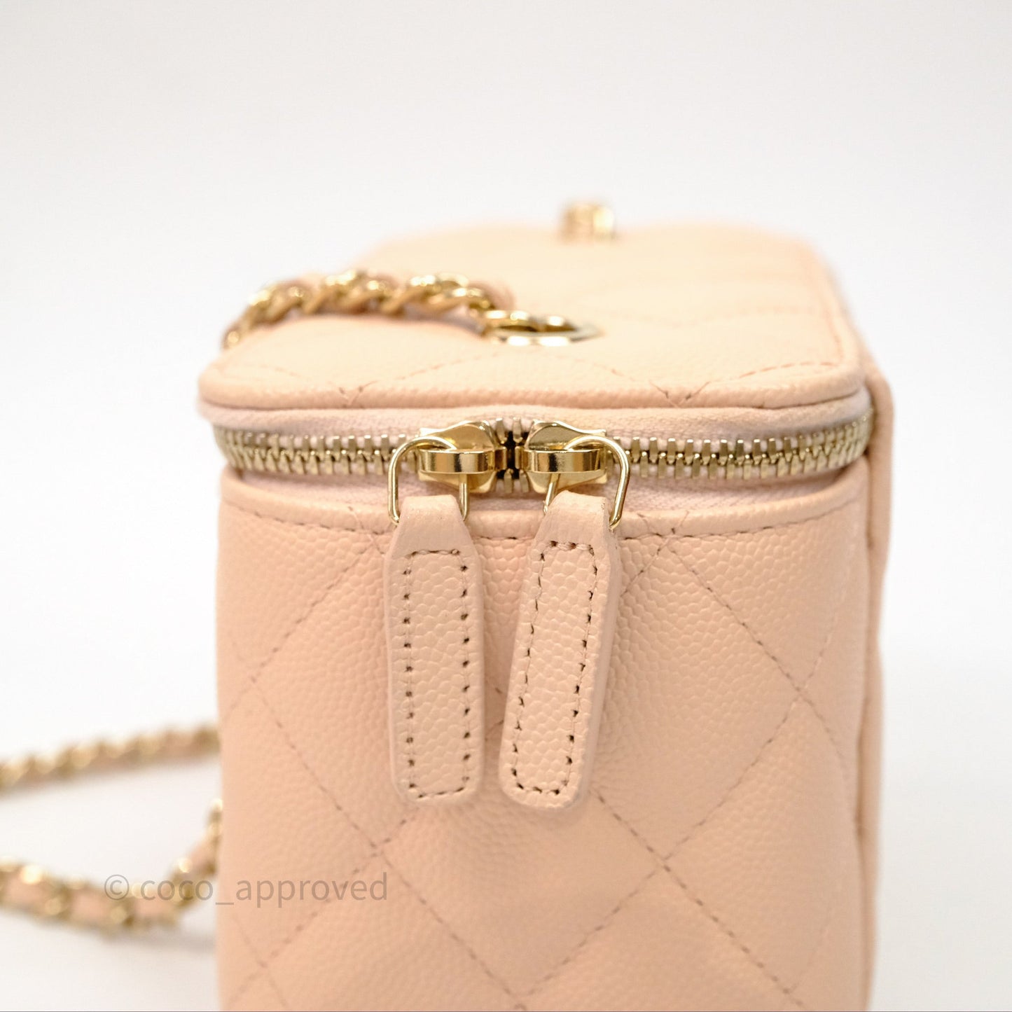 Chanel Vanity With Classic Chain Light Beige Caviar Gold Hardware