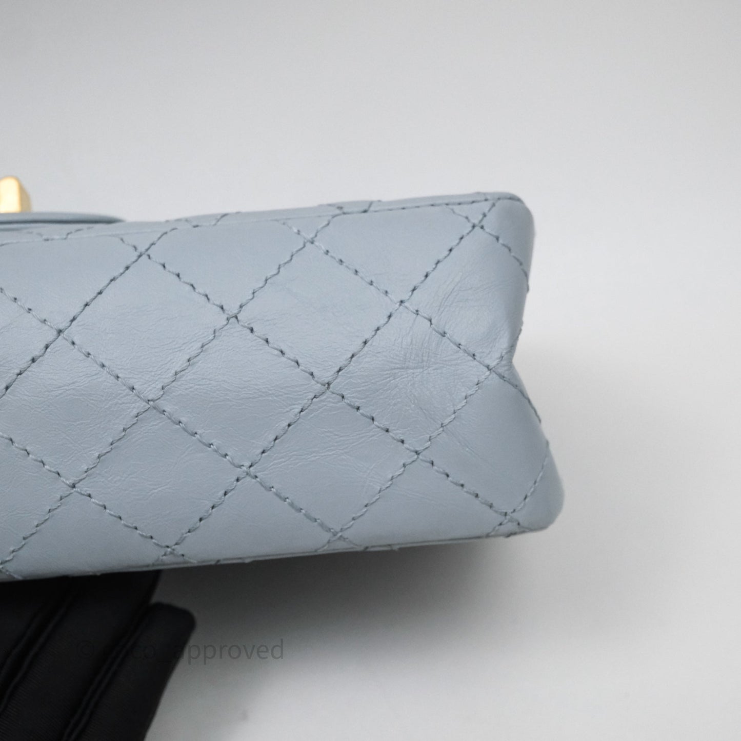 Chanel Reissue 225 Quilted Grey Blue Calfskin Aged Gold Hardware