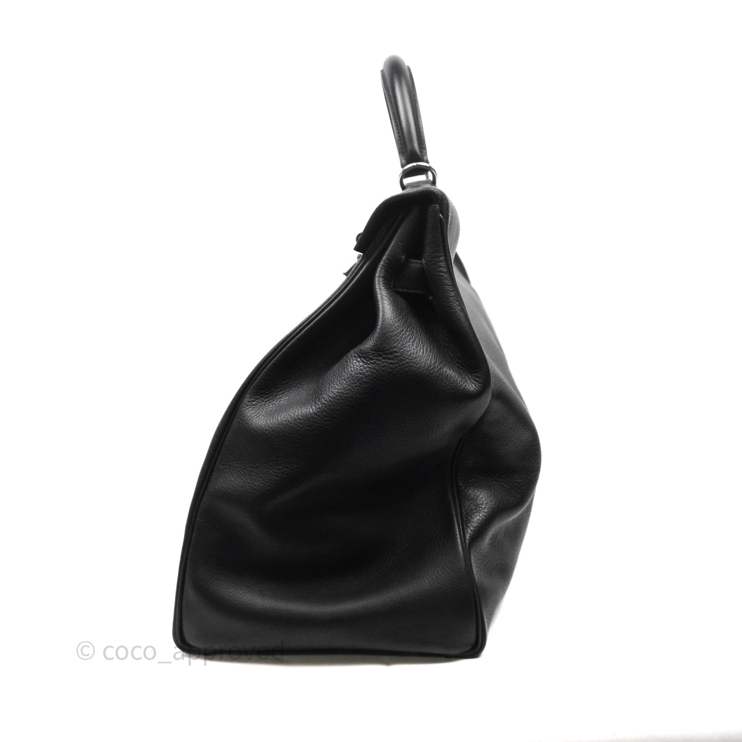 Hermès Kelly Voyage 50 Noir 89 Novillo Palladium Hardware