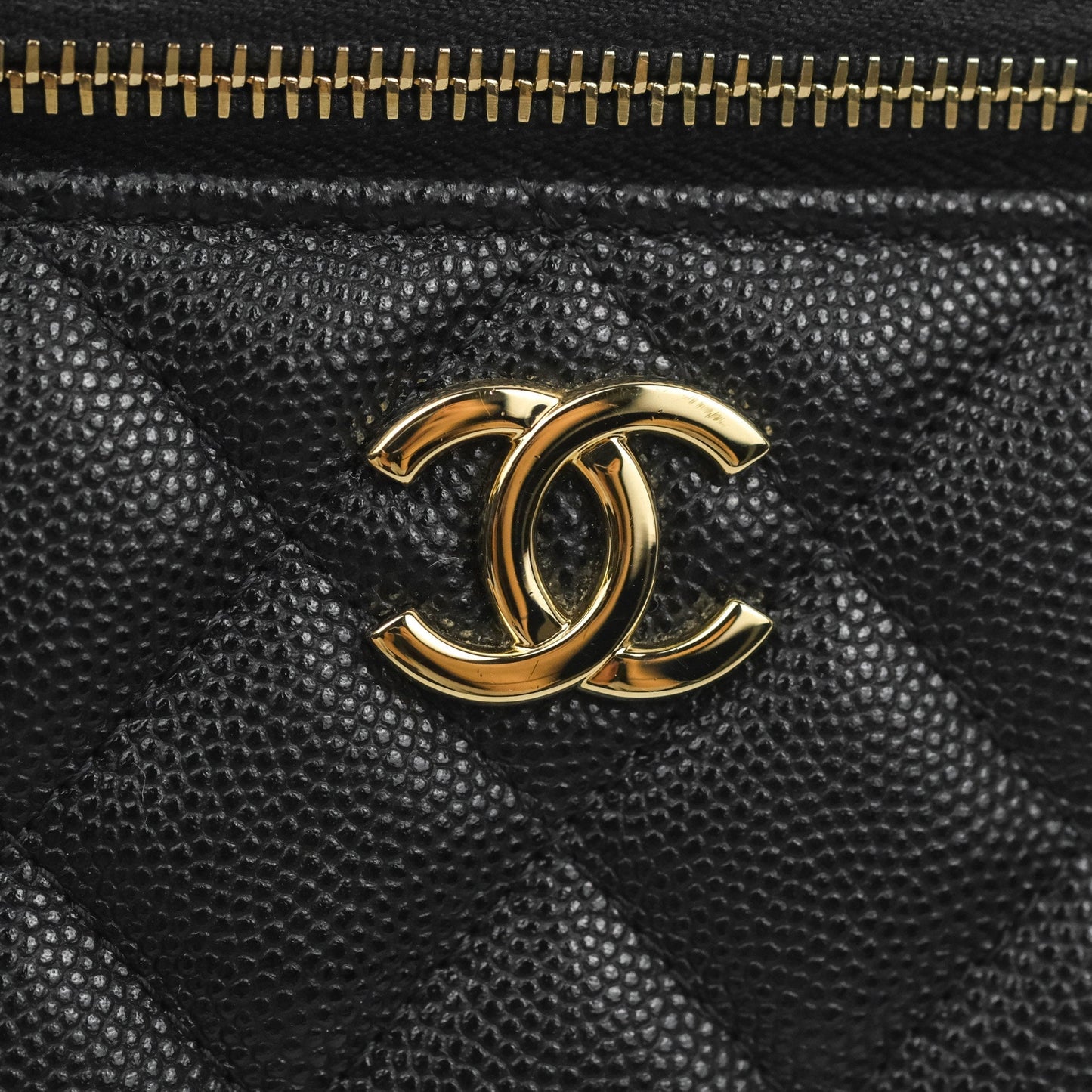 Chanel Top Handle Vanity with Chain Black Caviar Gold Hardware
