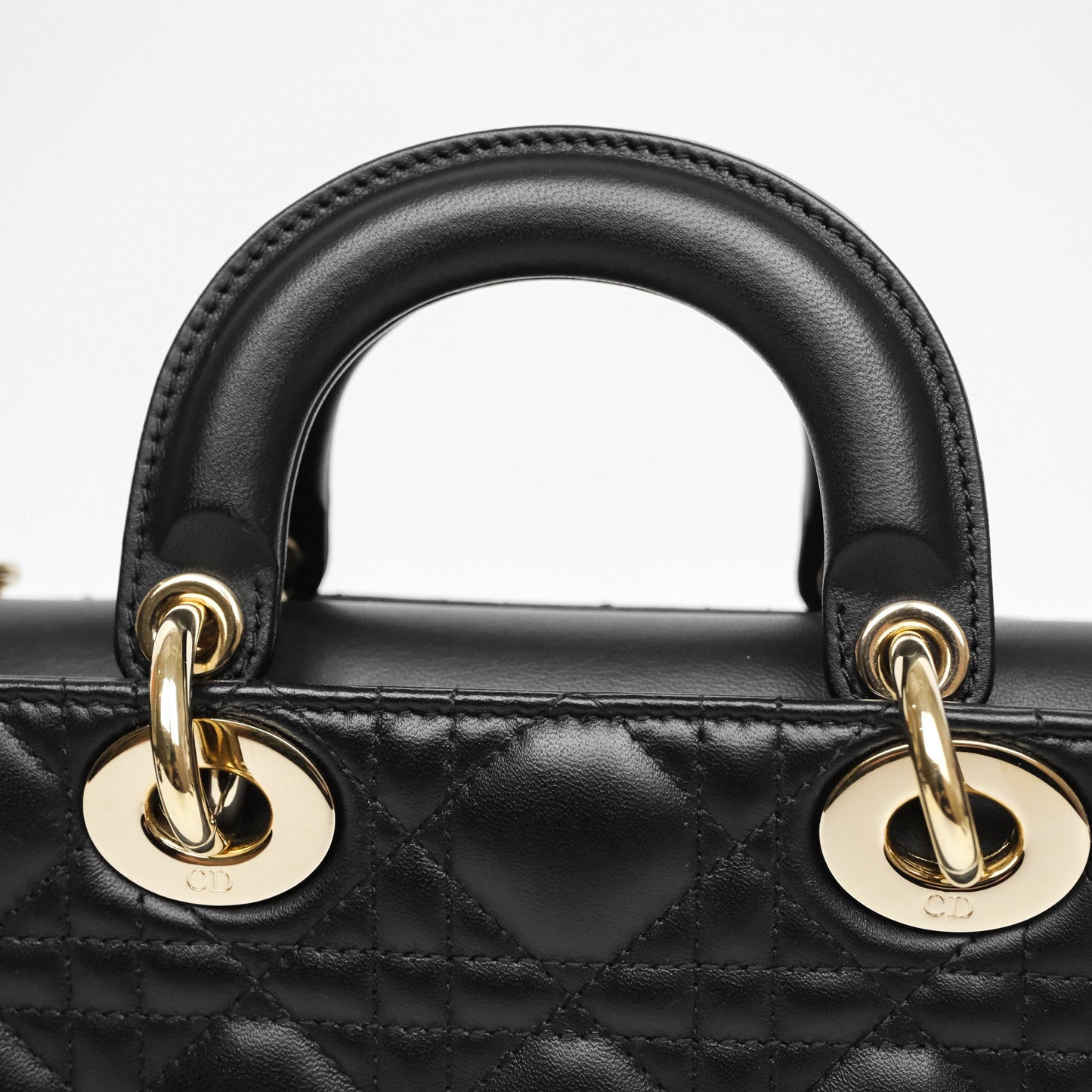 Christian Dior Small Lady D-Joy Bag Black Lambskin Cannage Gold Hardware