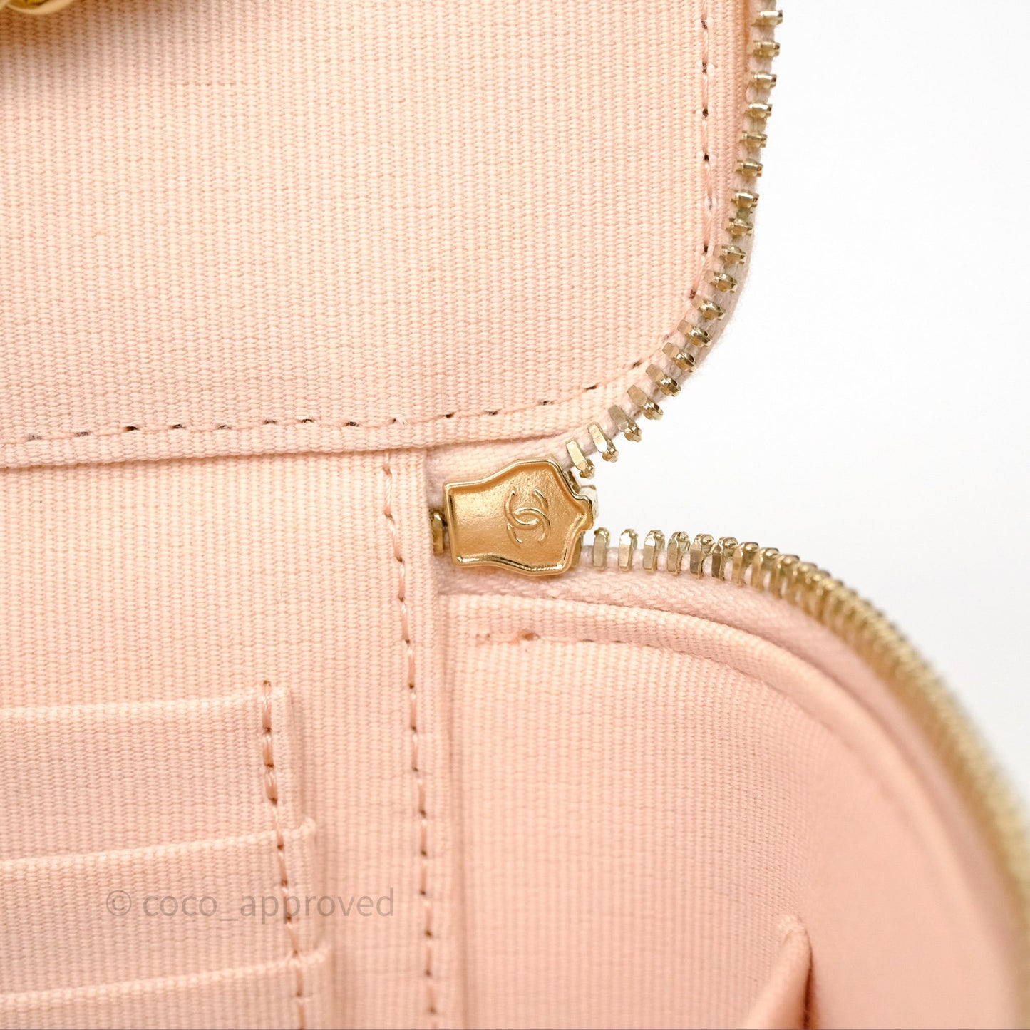 Chanel Vanity With Classic Chain Light Beige Caviar Gold Hardware