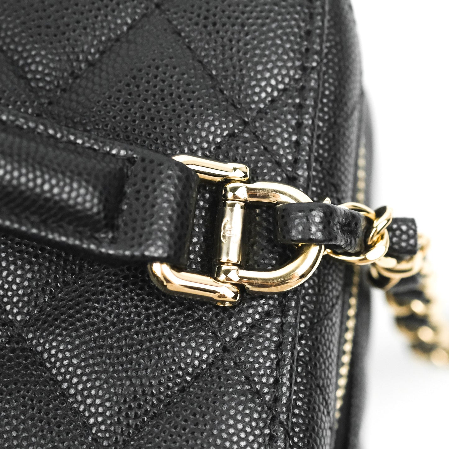 Chanel Top Handle Vanity with Chain Black Caviar Gold Hardware