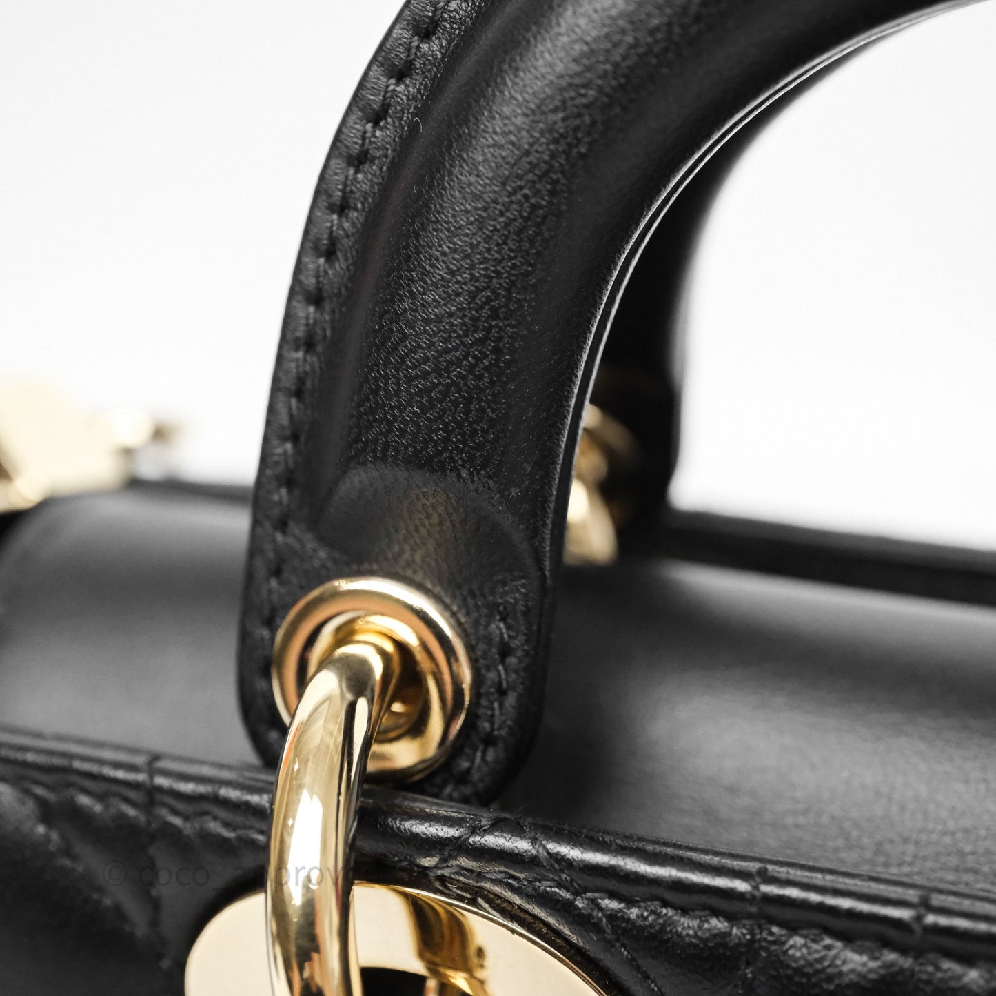 Christian Dior Small Lady D-Joy Bag Black Lambskin Cannage Gold Hardware