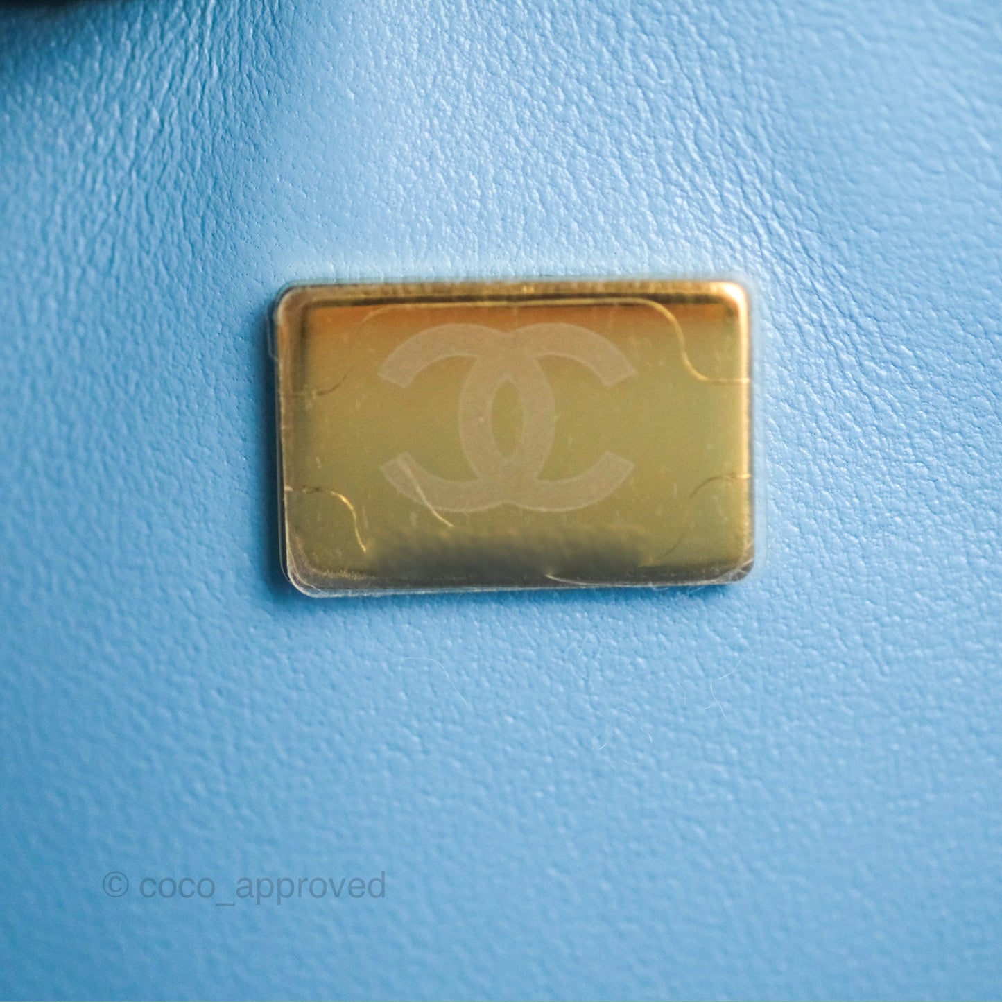 Chanel Small Classic Quilted Flap Light Blue Caviar Gold Hardware