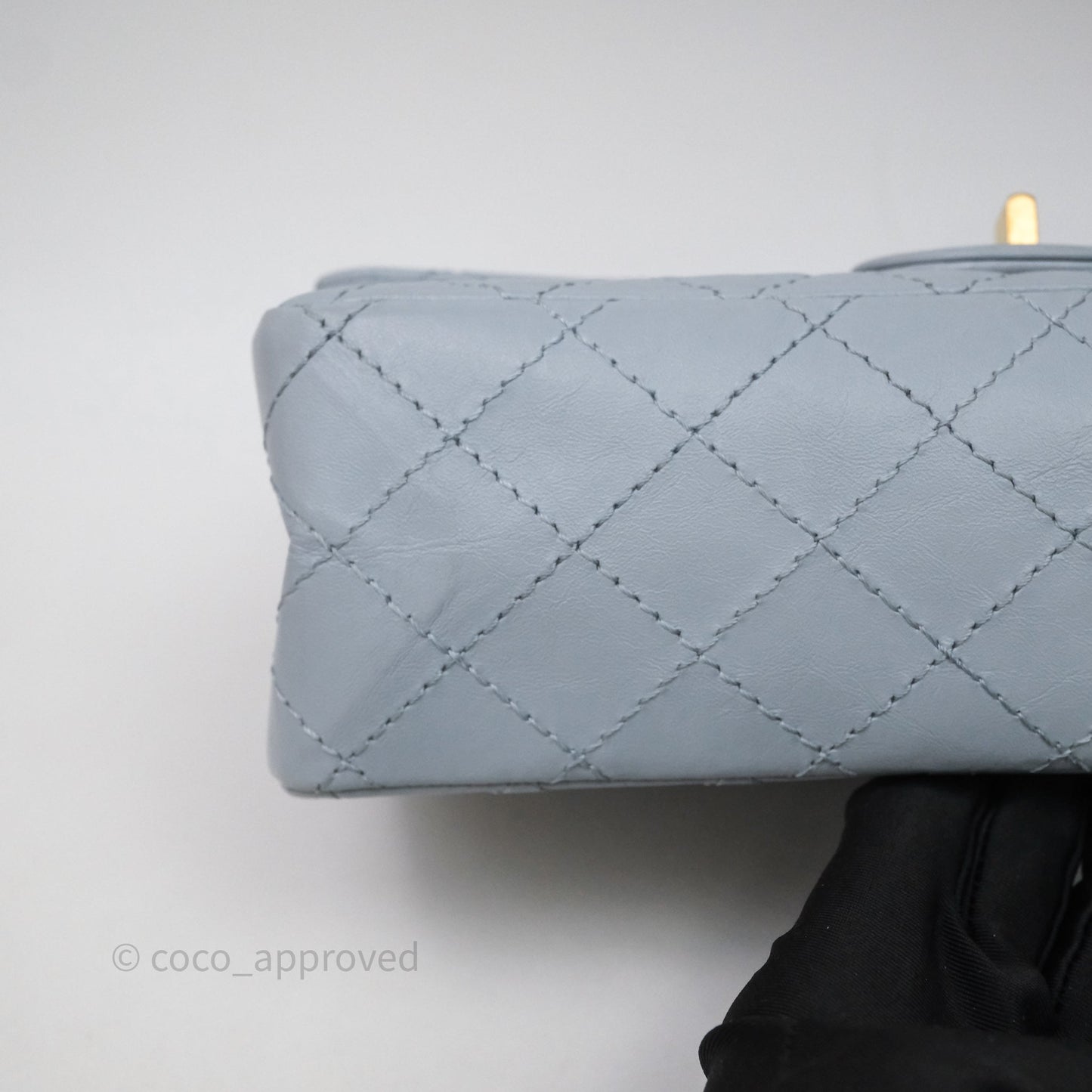 Chanel Reissue 225 Quilted Grey Blue Calfskin Aged Gold Hardware