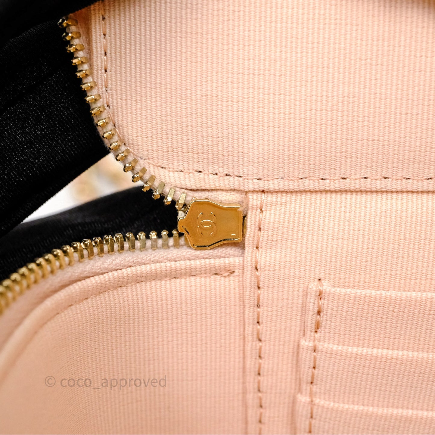 Chanel Vanity With Classic Chain Light Beige Caviar Gold Hardware