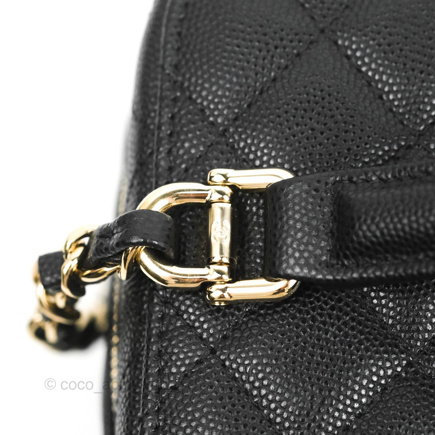 Chanel Top Handle Vanity with Chain Black Caviar Gold Hardware