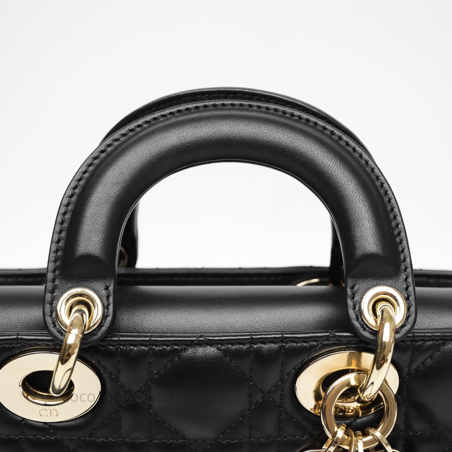 Christian Dior Small Lady D-Joy Bag Black Lambskin Cannage Gold Hardware