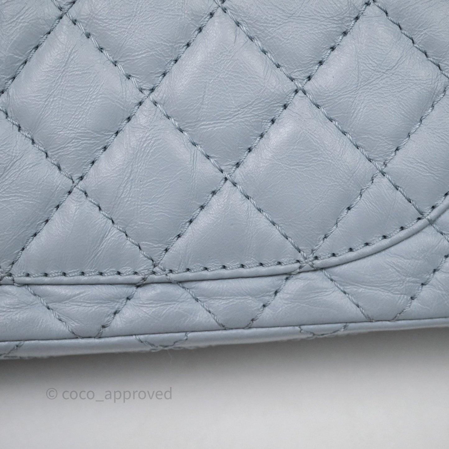 Chanel Reissue 225 Quilted Grey Blue Calfskin Aged Gold Hardware