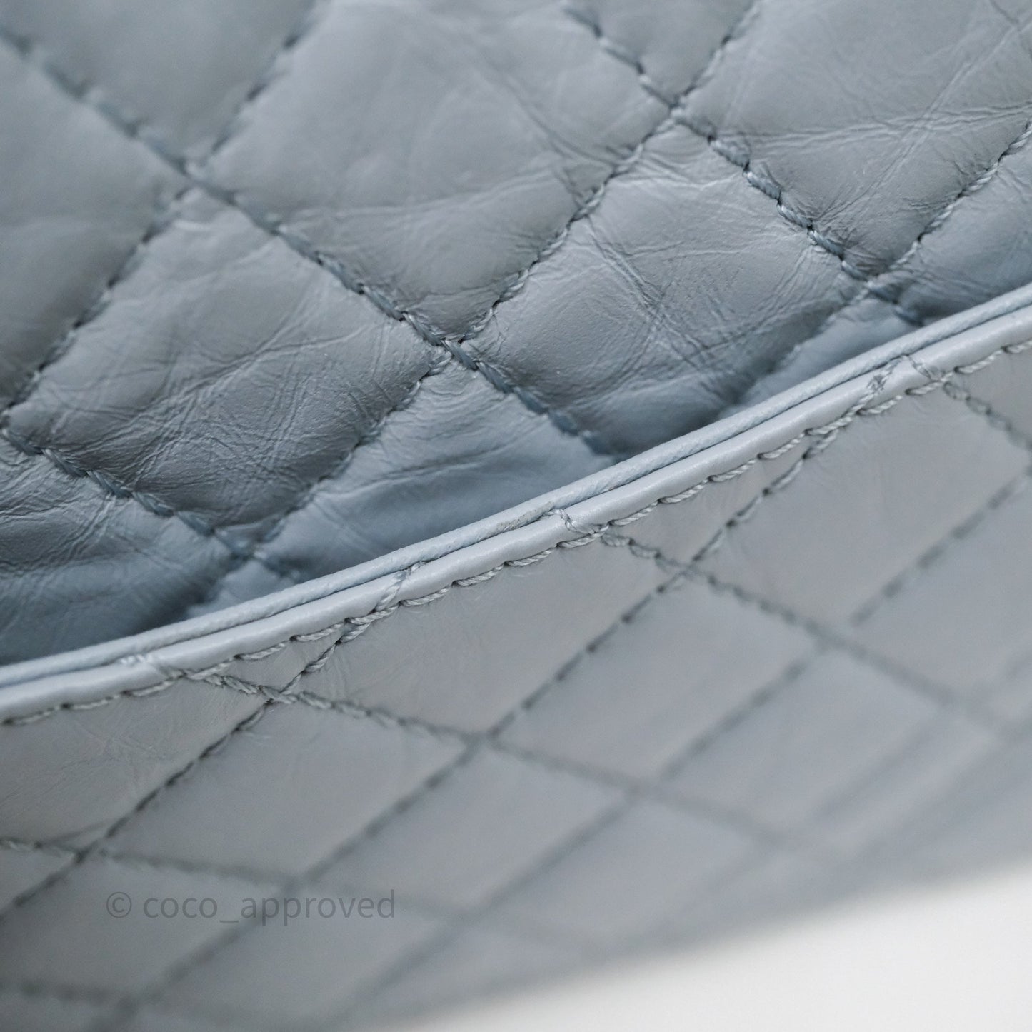 Chanel Reissue 225 Quilted Grey Blue Calfskin Aged Gold Hardware
