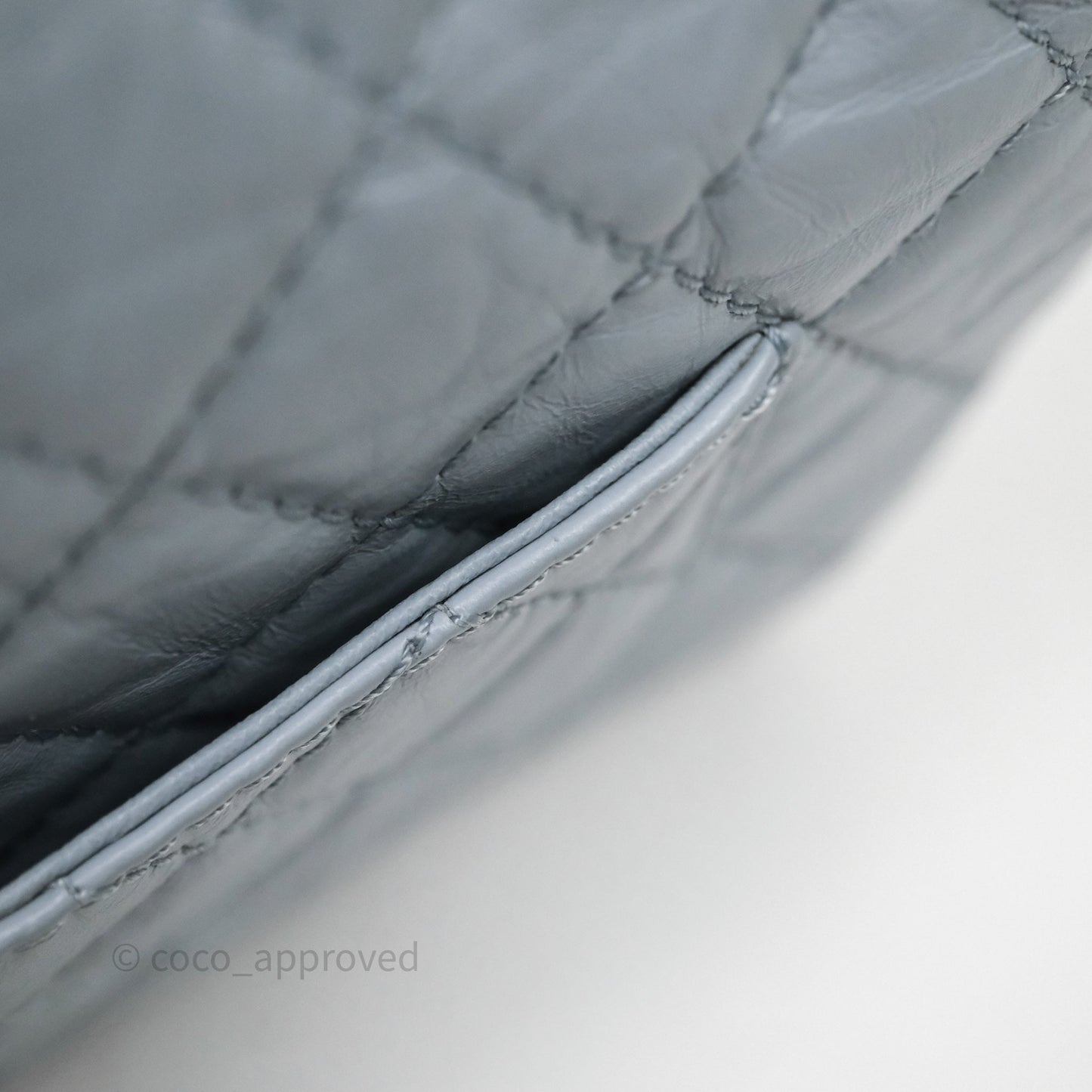 Chanel Reissue 225 Quilted Grey Blue Calfskin Aged Gold Hardware