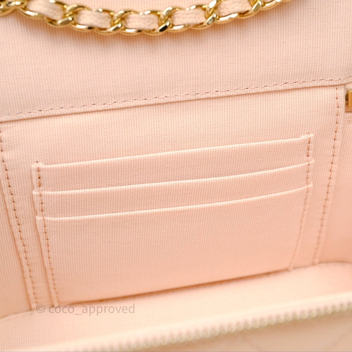 Chanel Vanity With Classic Chain Light Beige Caviar Gold Hardware