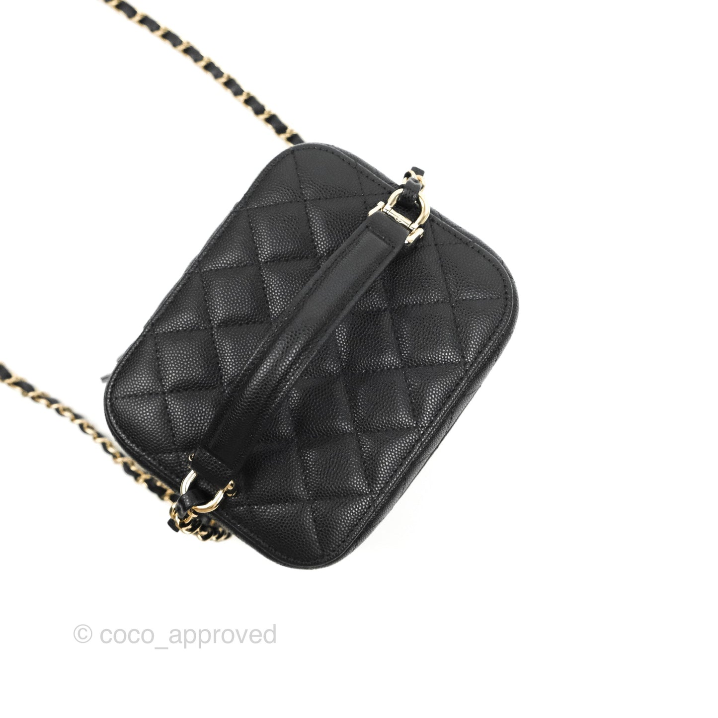 Chanel Top Handle Vanity with Chain Black Caviar Gold Hardware