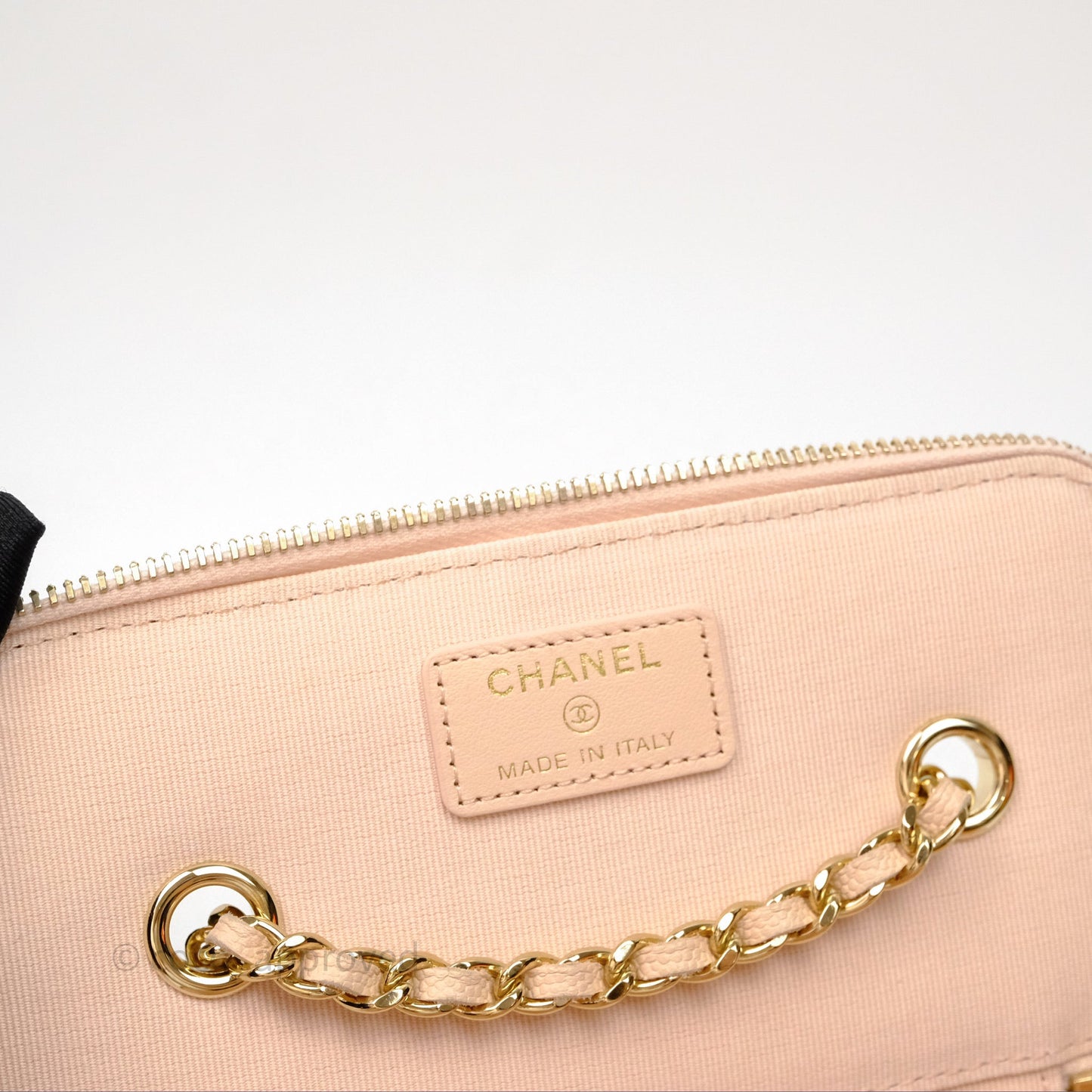 Chanel Vanity With Classic Chain Light Beige Caviar Gold Hardware