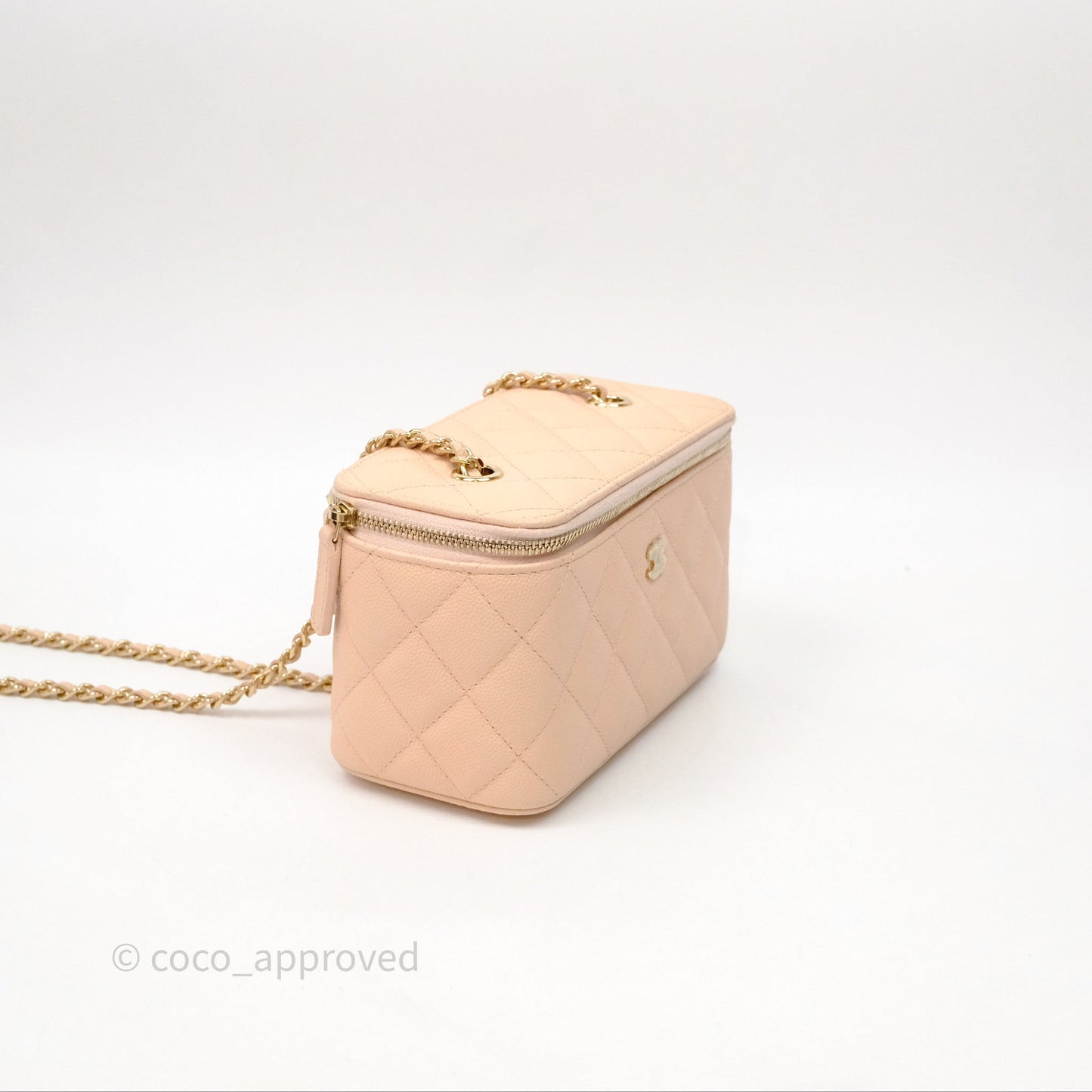 Chanel Vanity With Classic Chain Light Beige Caviar Gold Hardware