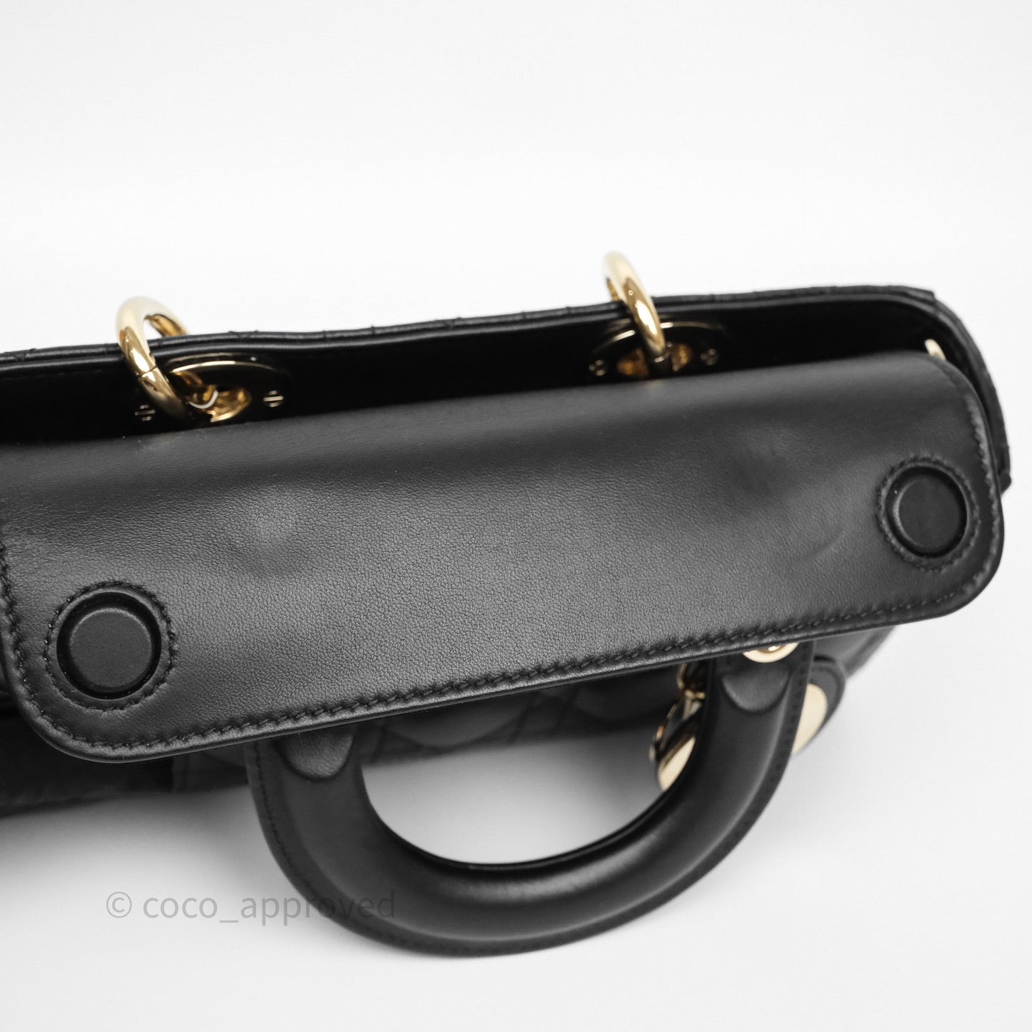 Christian Dior Small Lady D-Joy Bag Black Lambskin Cannage Gold Hardware