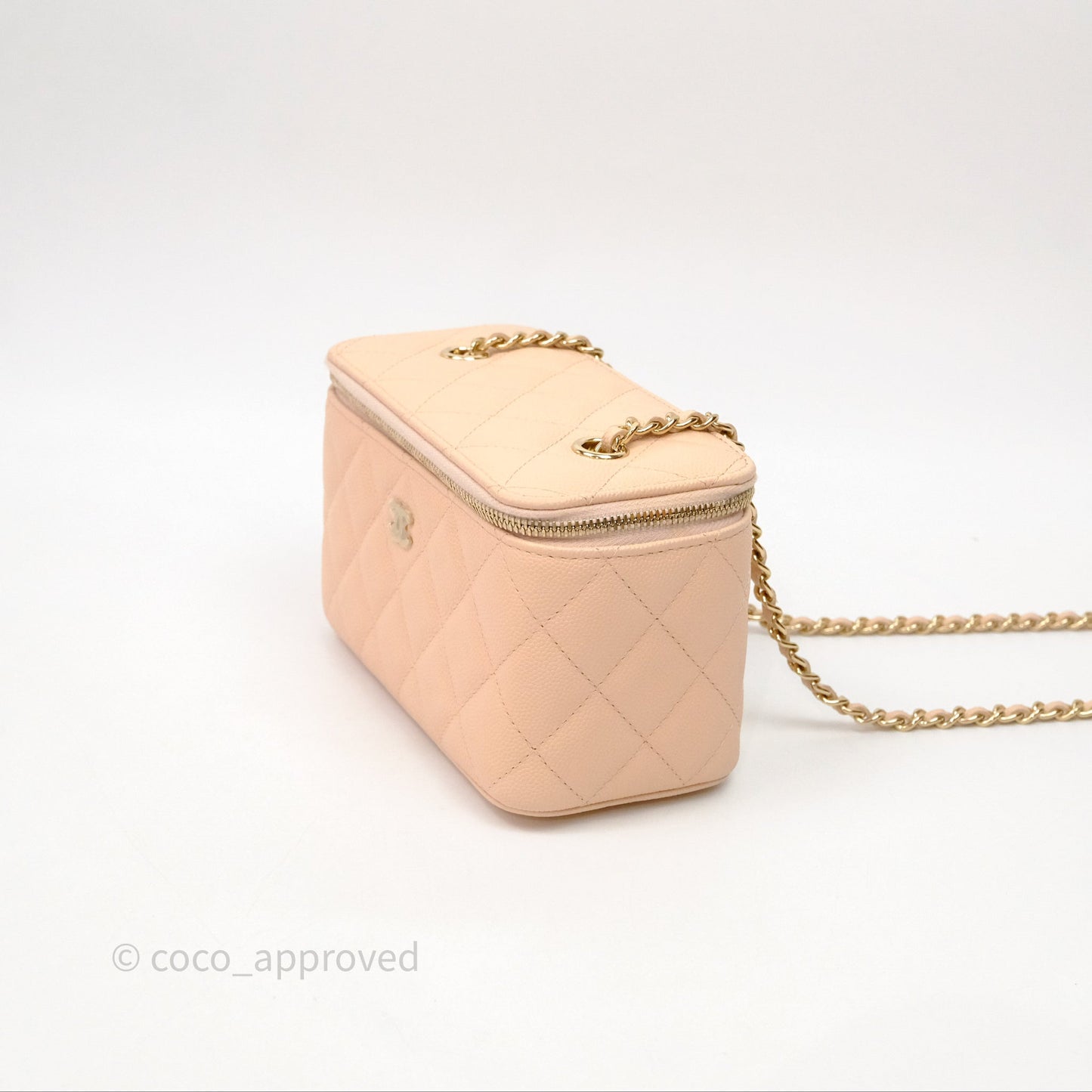 Chanel Vanity With Classic Chain Light Beige Caviar Gold Hardware