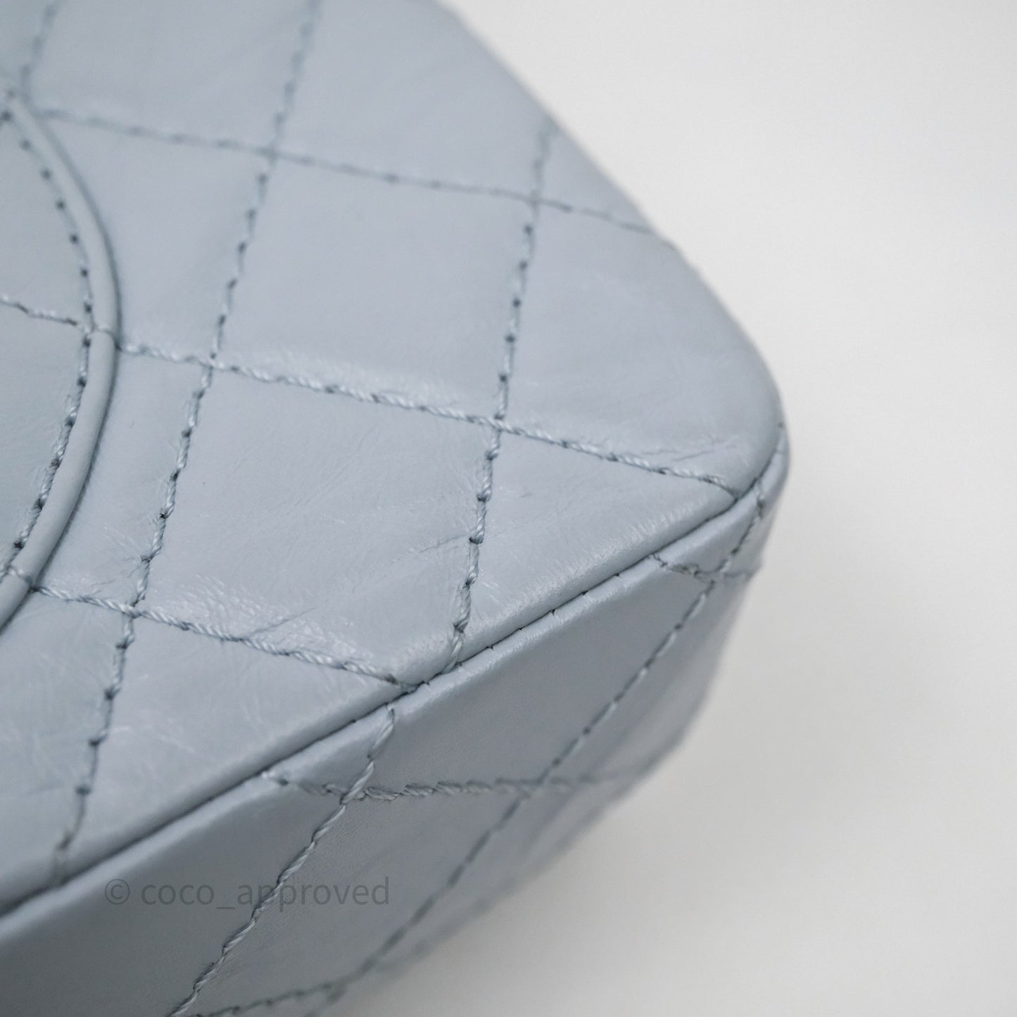 Chanel Reissue 225 Quilted Grey Blue Calfskin Aged Gold Hardware