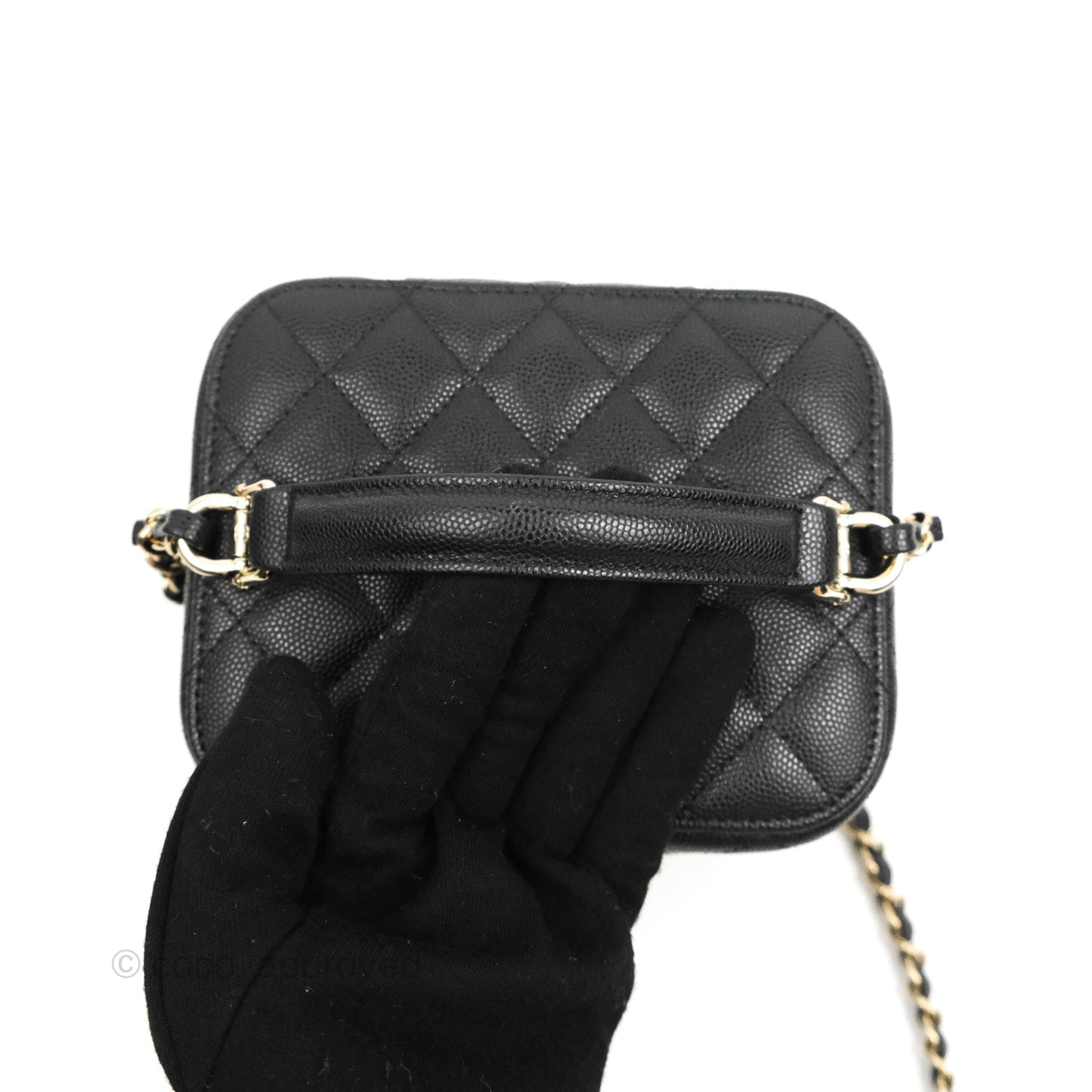 Chanel Top Handle Vanity with Chain Black Caviar Gold Hardware