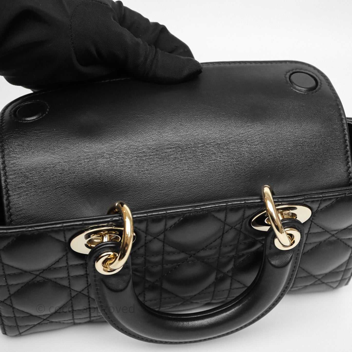 Christian Dior Small Lady D-Joy Bag Black Lambskin Cannage Gold Hardware