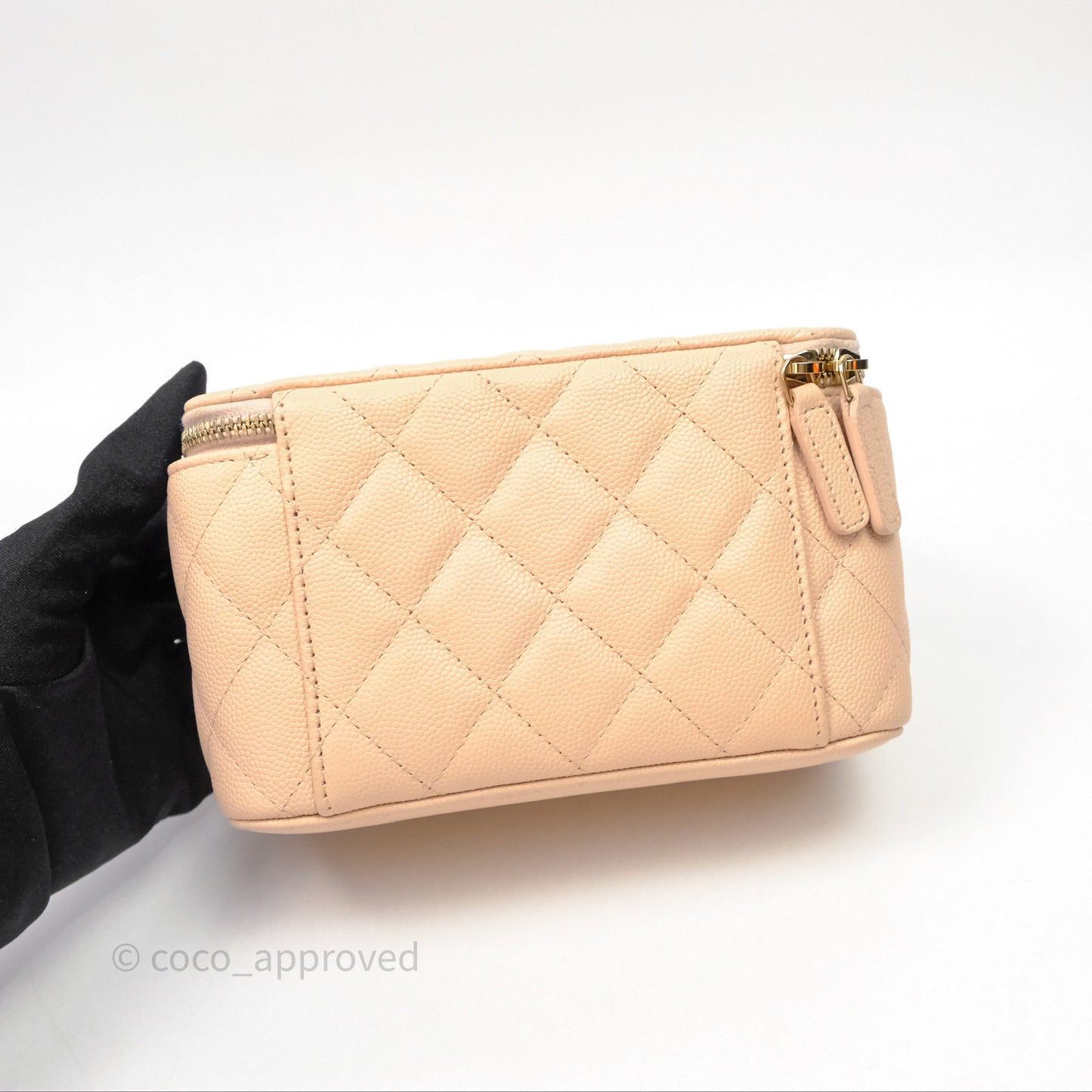 Chanel Vanity With Classic Chain Light Beige Caviar Gold Hardware