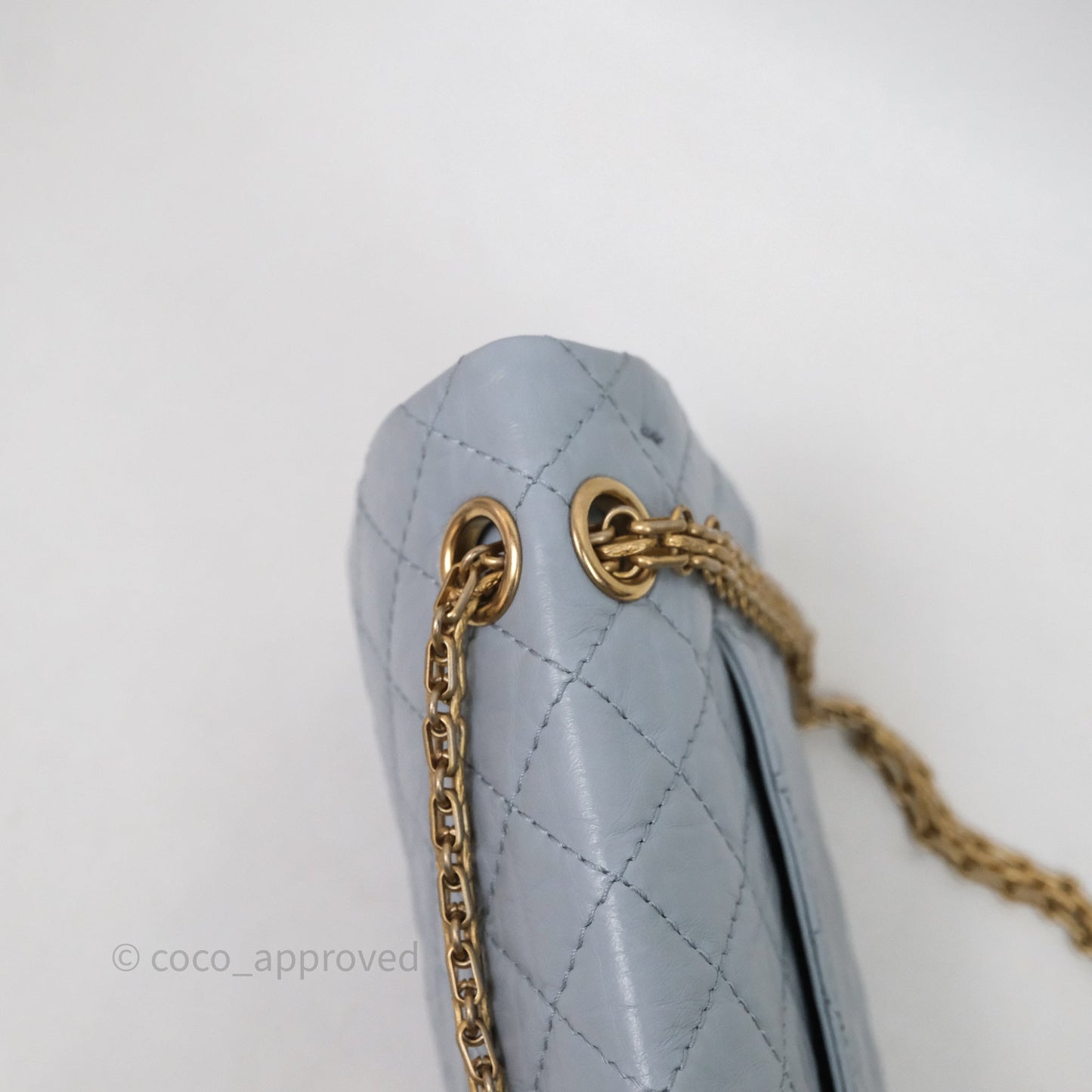 Chanel Reissue 225 Quilted Grey Blue Calfskin Aged Gold Hardware