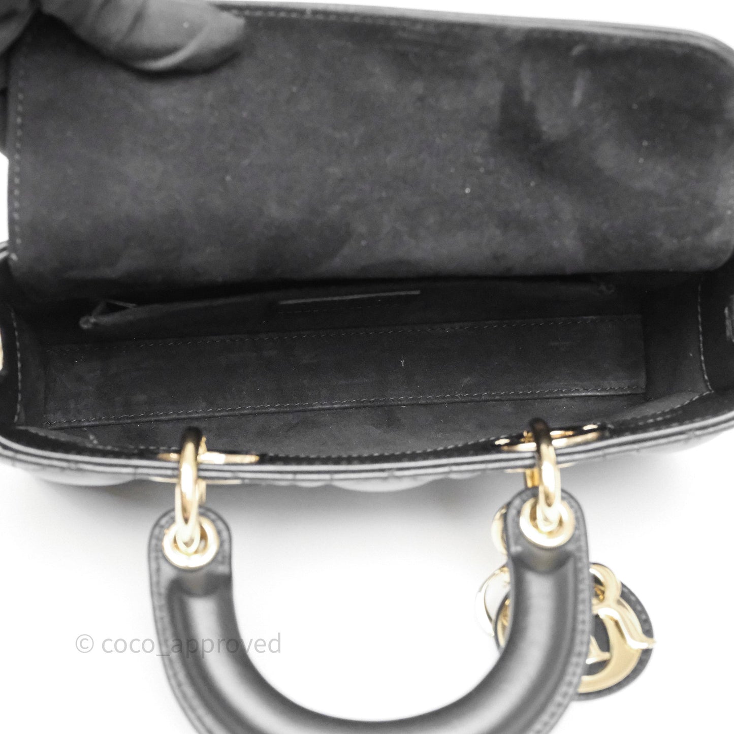Christian Dior Small Lady D-Joy Bag Black Lambskin Cannage Gold Hardware