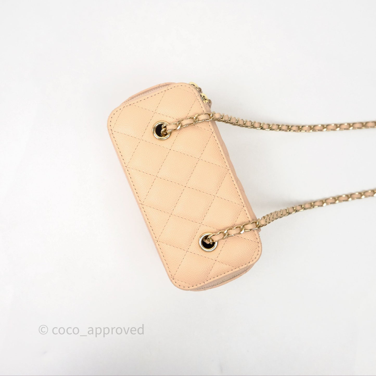 Chanel Vanity With Classic Chain Light Beige Caviar Gold Hardware