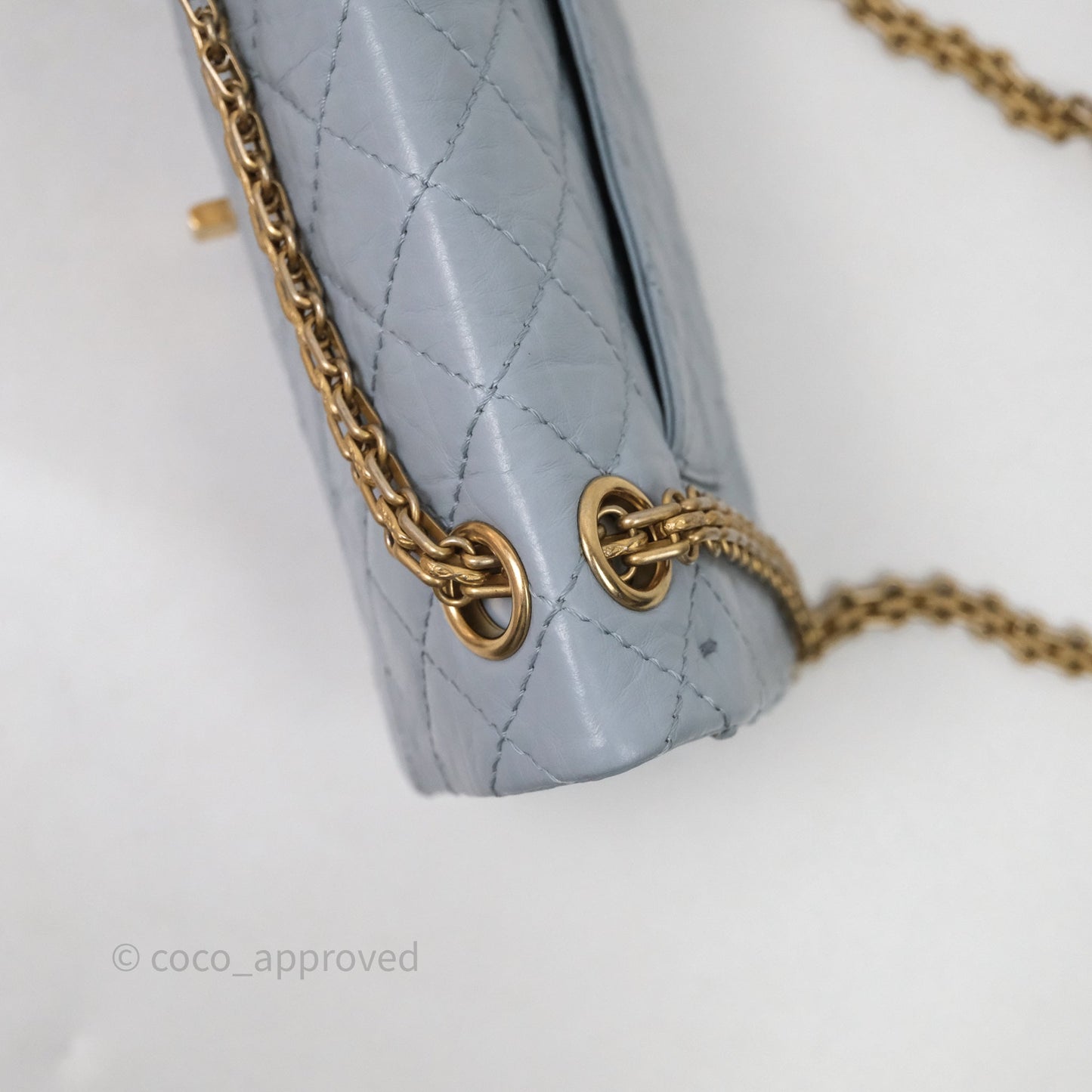 Chanel Reissue 225 Quilted Grey Blue Calfskin Aged Gold Hardware