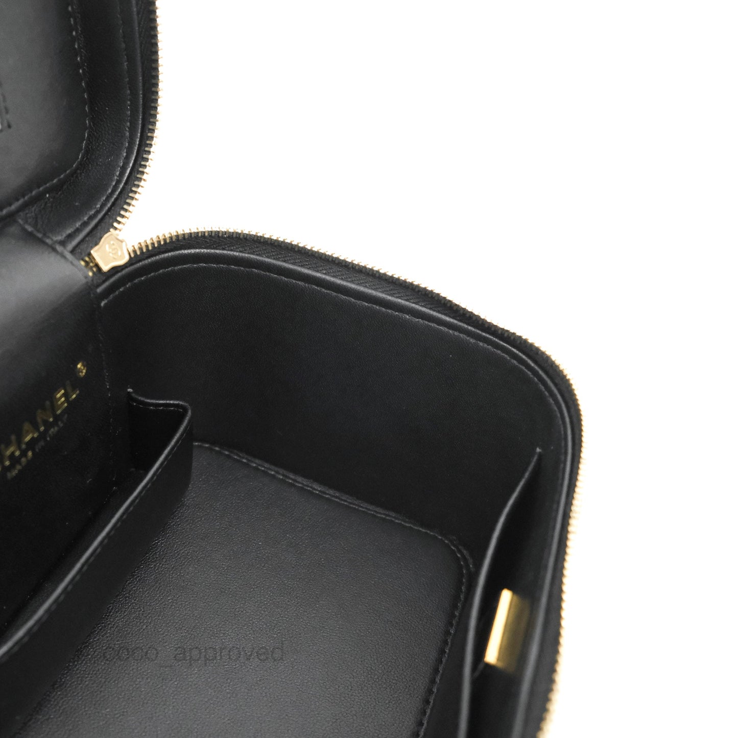Chanel Top Handle Vanity with Chain Black Caviar Gold Hardware