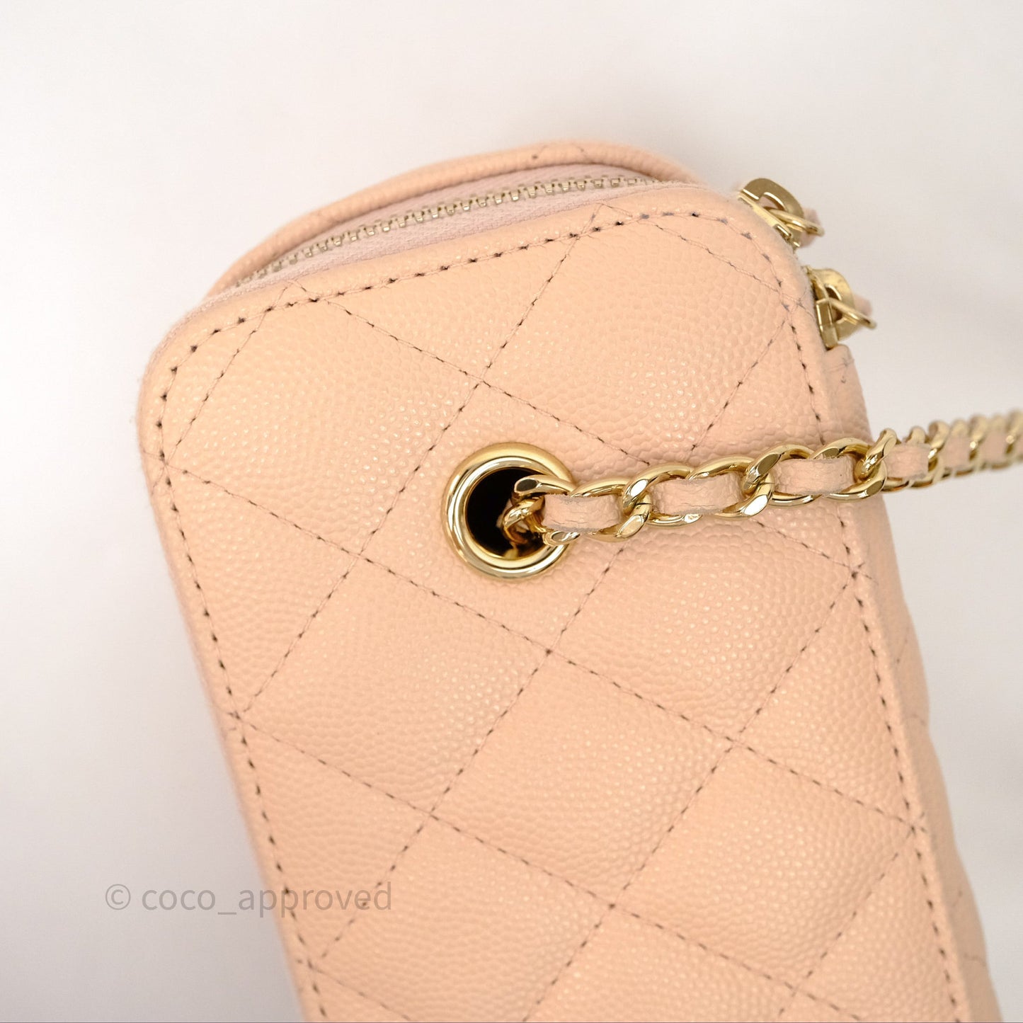 Chanel Vanity With Classic Chain Light Beige Caviar Gold Hardware