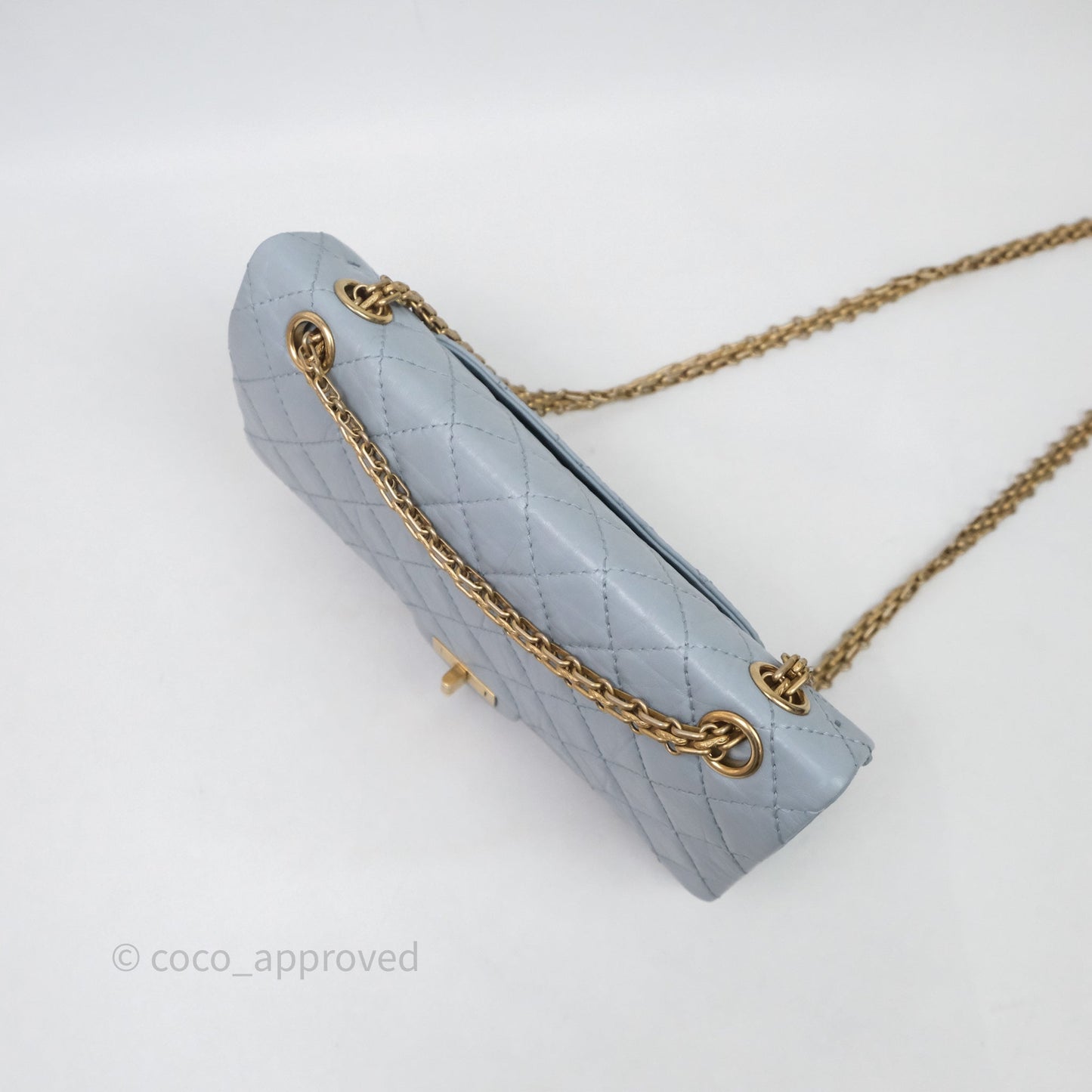 Chanel Reissue 225 Quilted Grey Blue Calfskin Aged Gold Hardware