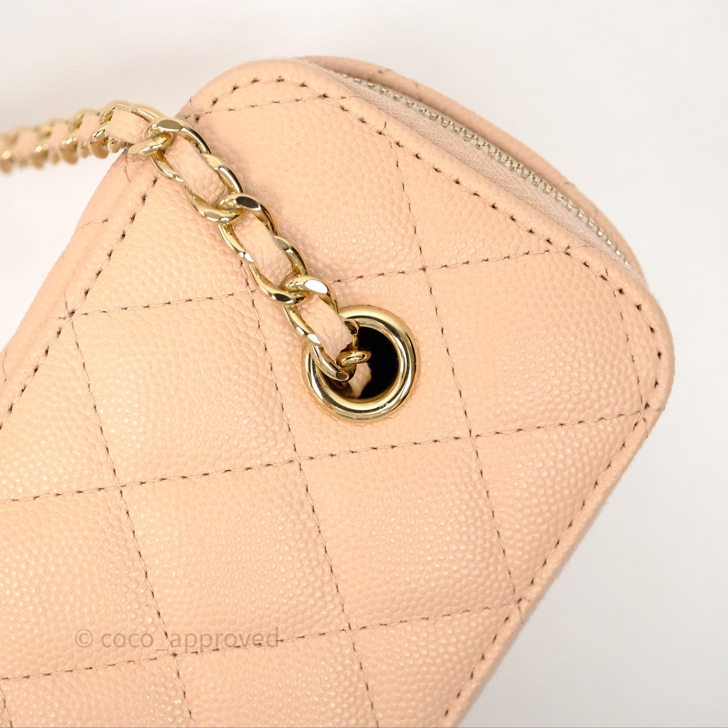 Chanel Vanity With Classic Chain Light Beige Caviar Gold Hardware