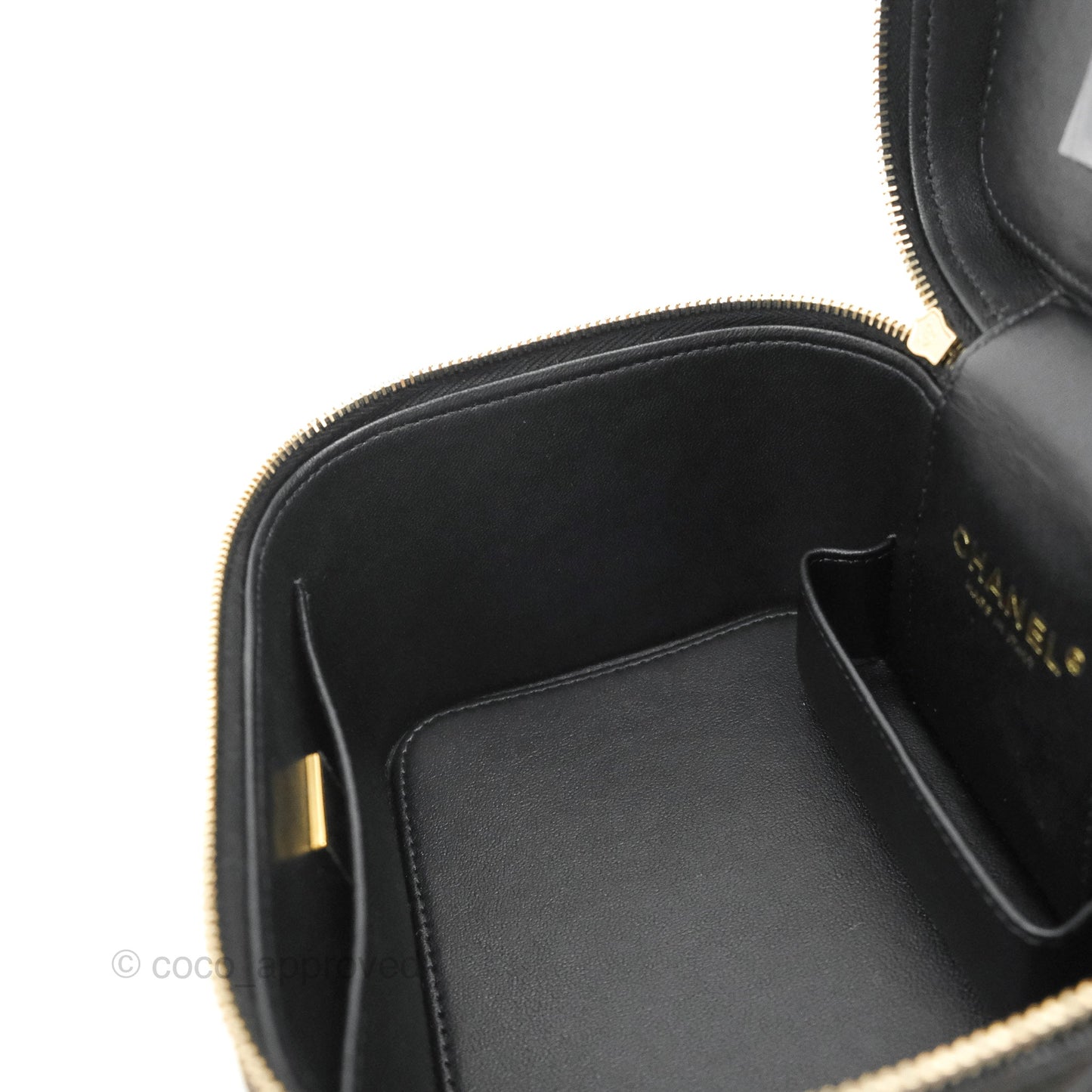 Chanel Top Handle Vanity with Chain Black Caviar Gold Hardware