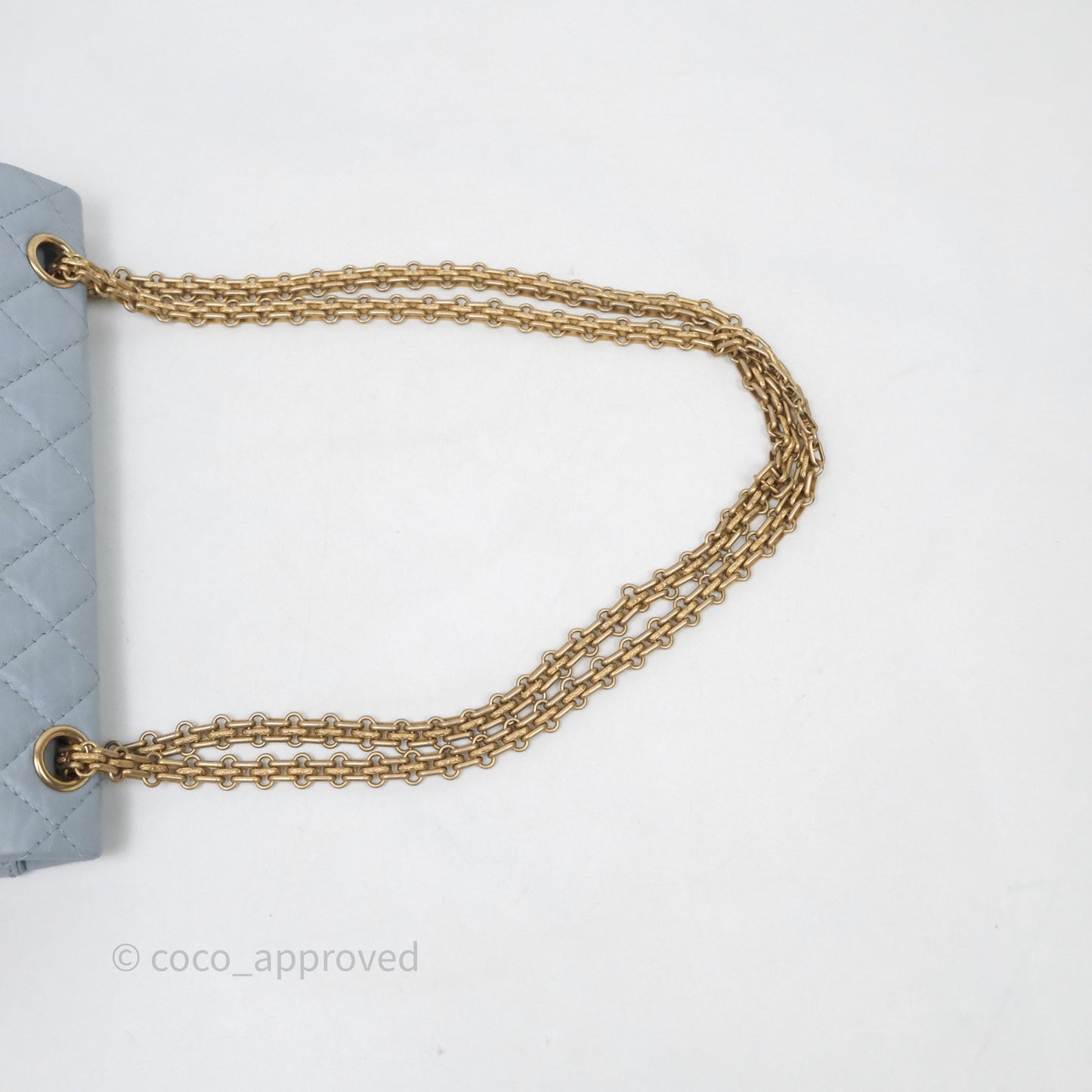 Chanel Reissue 225 Quilted Grey Blue Calfskin Aged Gold Hardware