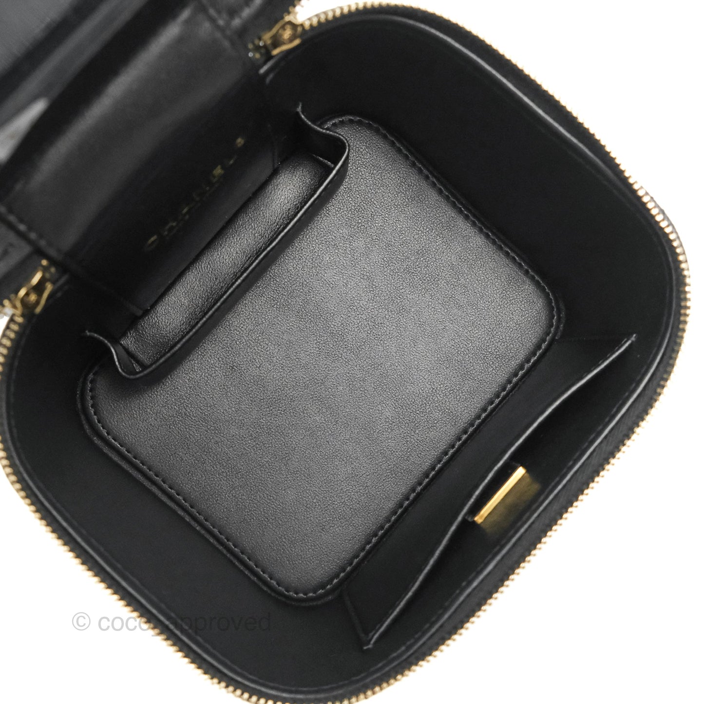 Chanel Top Handle Vanity with Chain Black Caviar Gold Hardware