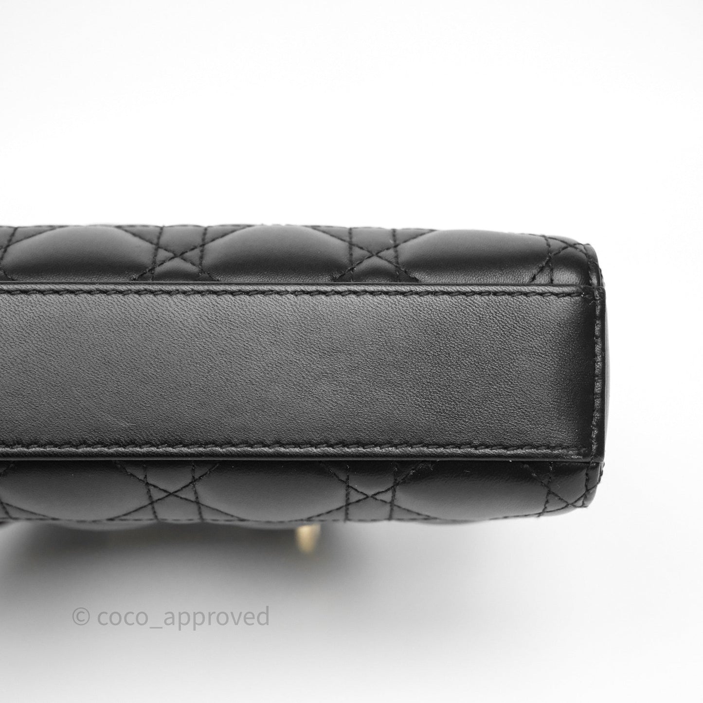 Christian Dior Small Lady D-Joy Bag Black Lambskin Cannage Gold Hardware