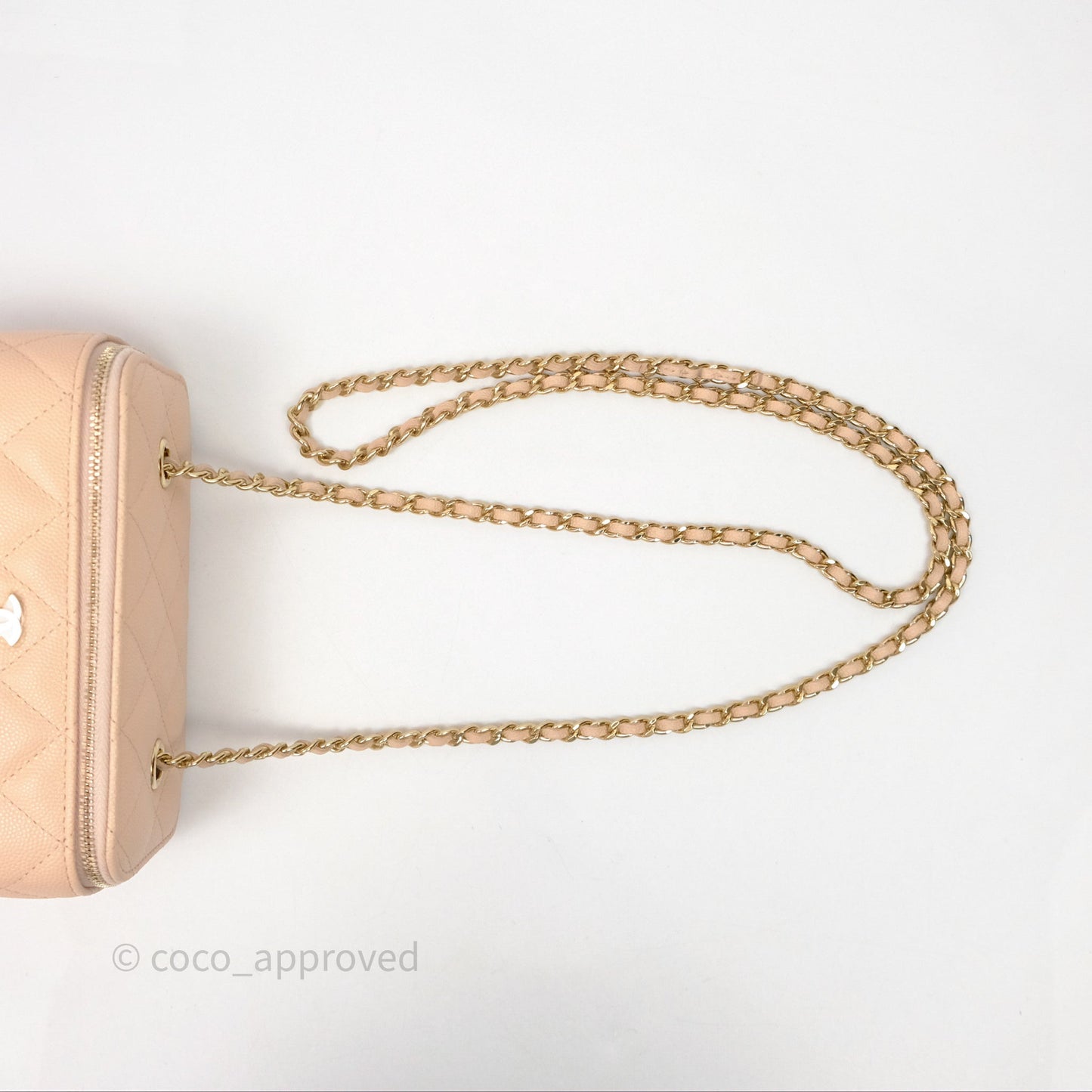 Chanel Vanity With Classic Chain Light Beige Caviar Gold Hardware