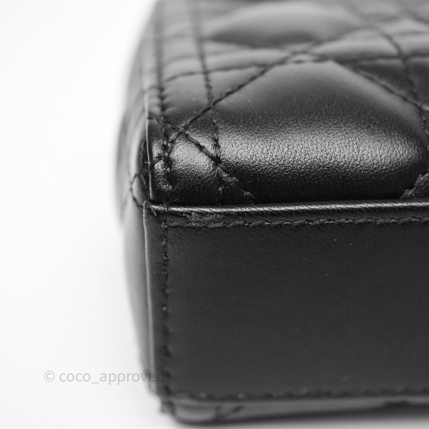 Christian Dior Small Lady D-Joy Bag Black Lambskin Cannage Gold Hardware