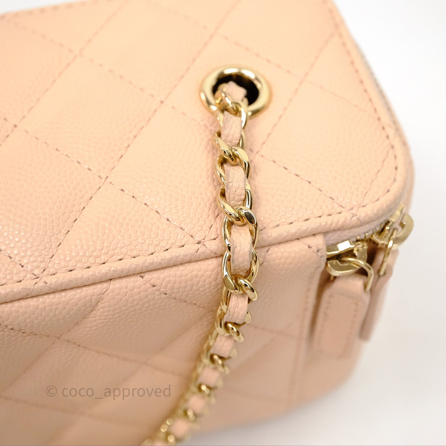 Chanel Vanity With Classic Chain Light Beige Caviar Gold Hardware