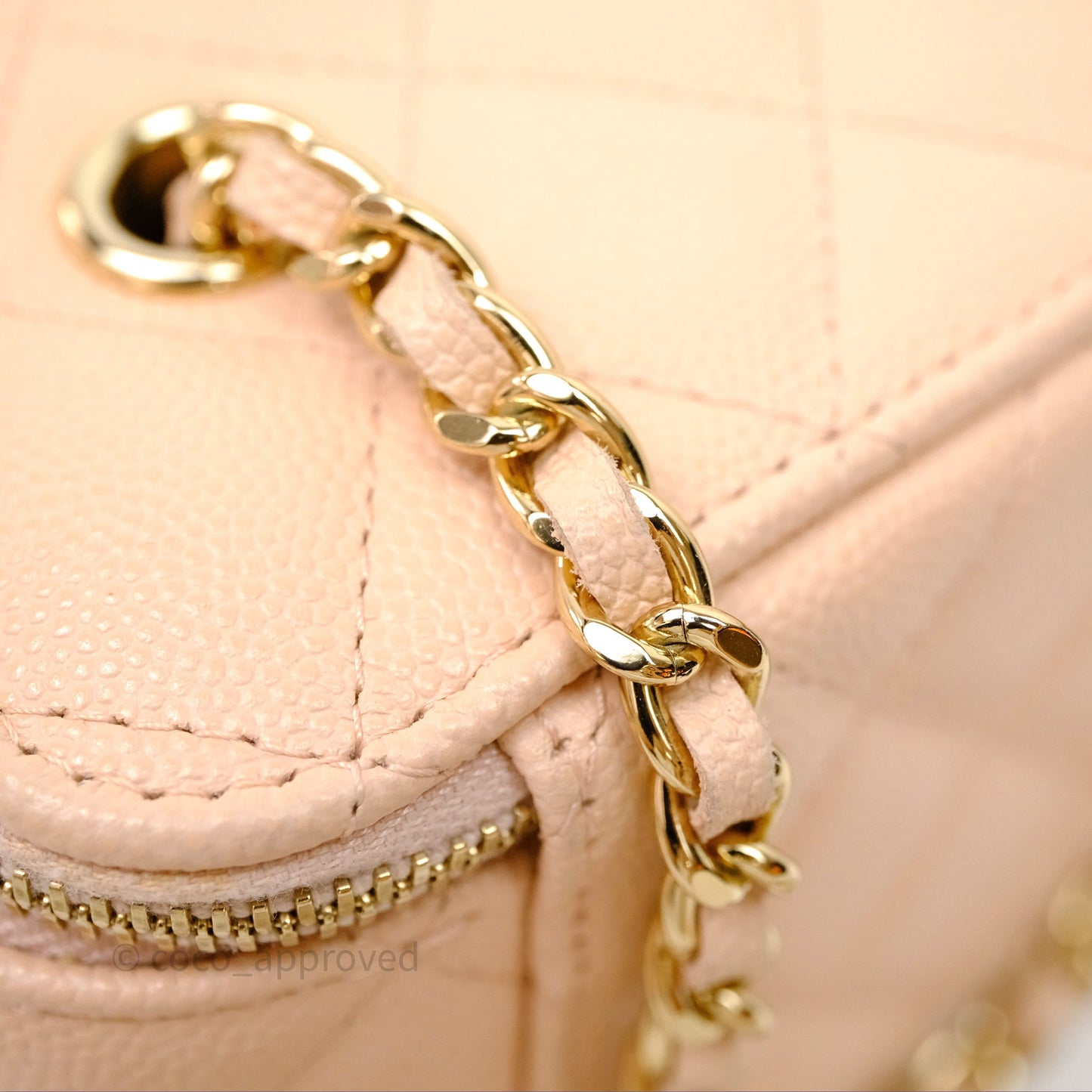Chanel Vanity With Classic Chain Light Beige Caviar Gold Hardware