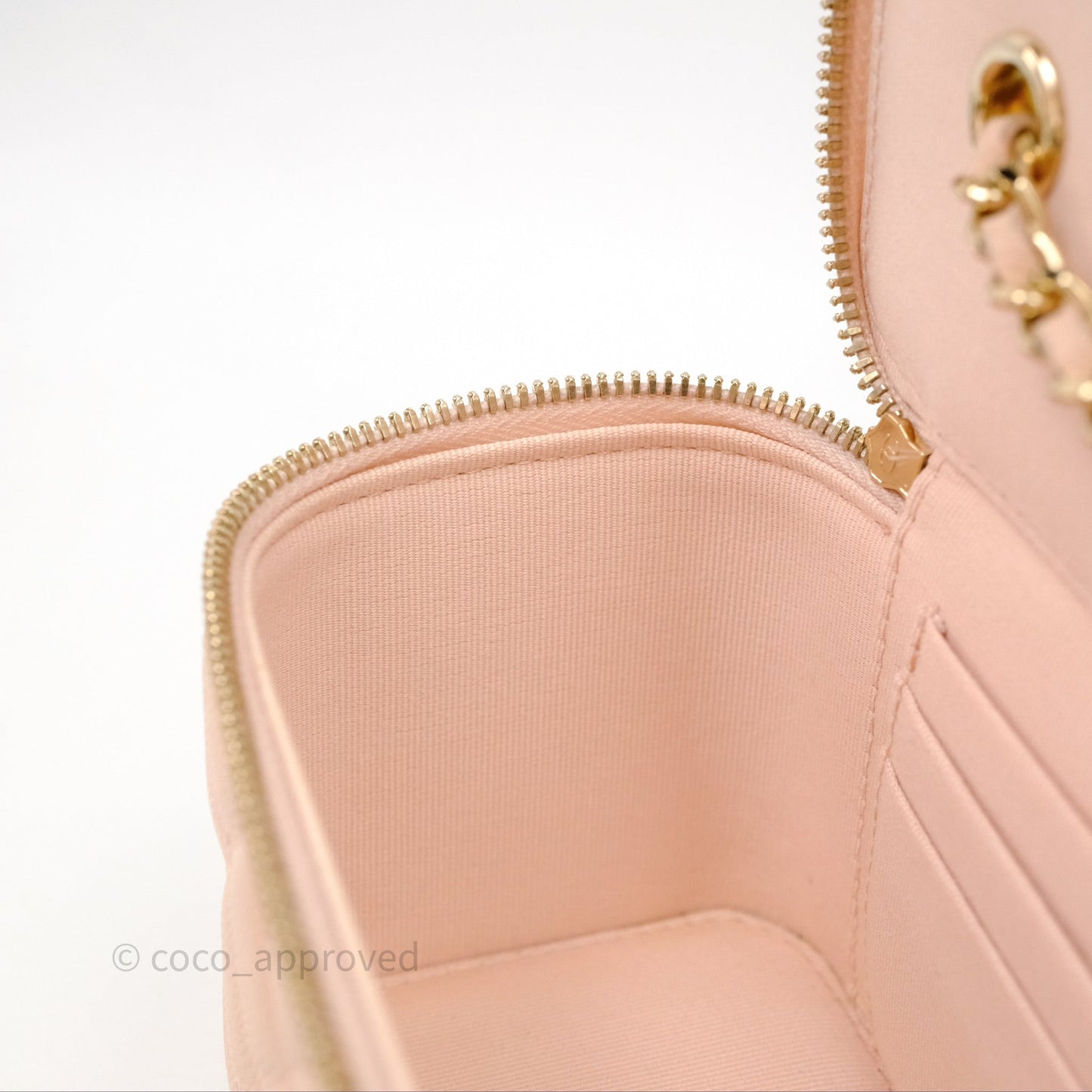 Chanel Vanity With Classic Chain Light Beige Caviar Gold Hardware