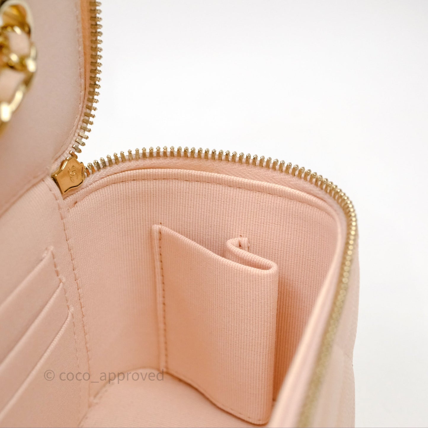 Chanel Vanity With Classic Chain Light Beige Caviar Gold Hardware